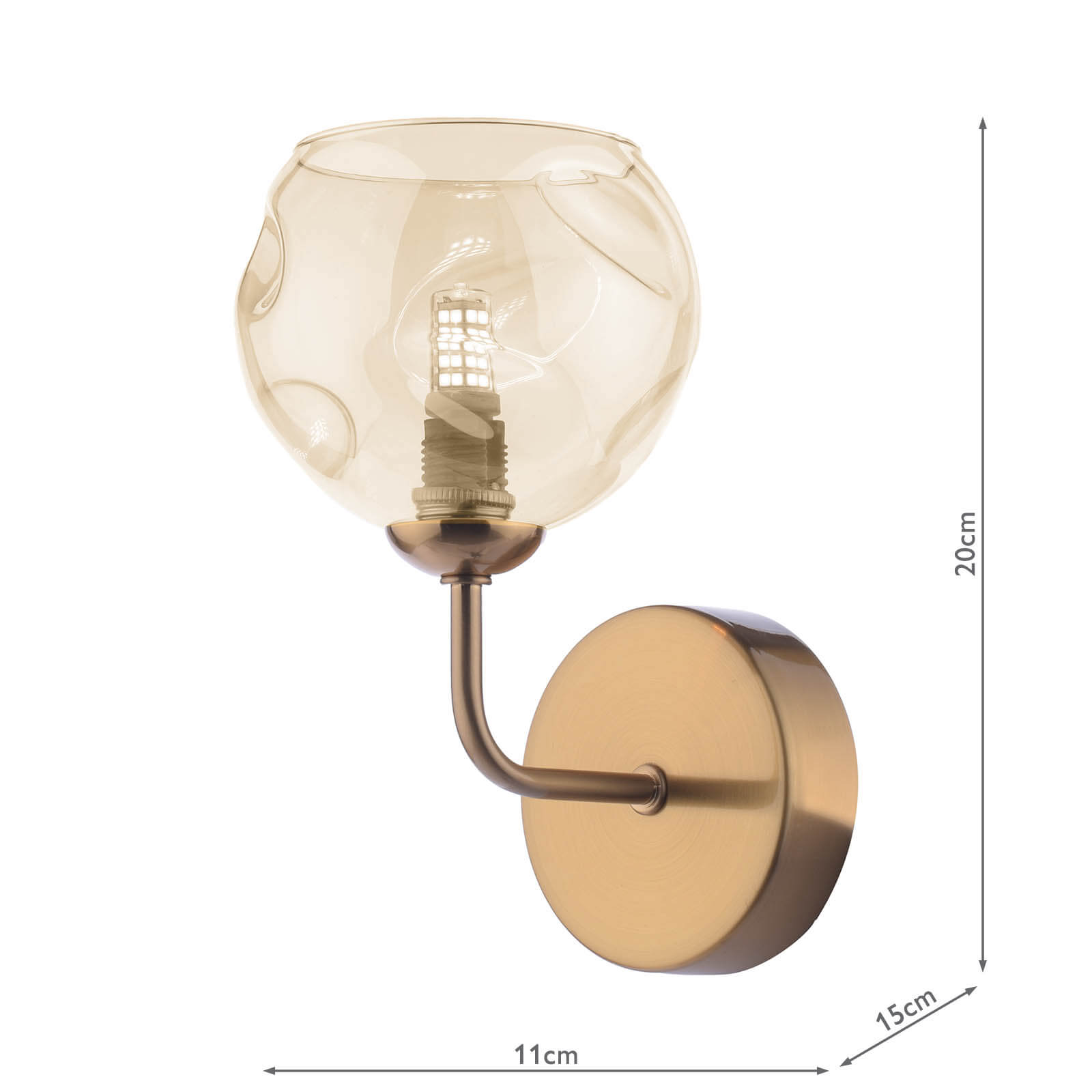 Feya Wall Light Antique Bronze With Organic Amber Glass