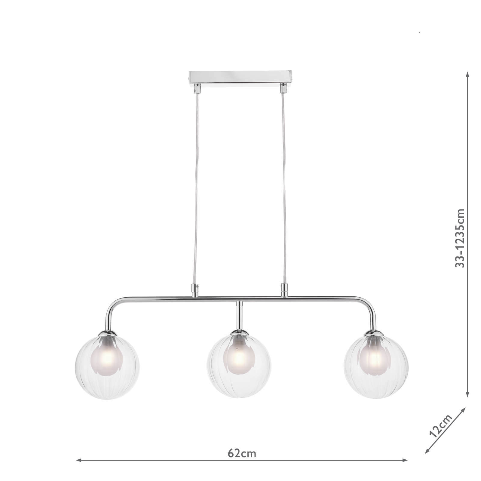 Feya 3 Light Bar Pendant Polished Chrome With Clear/Opal Glass