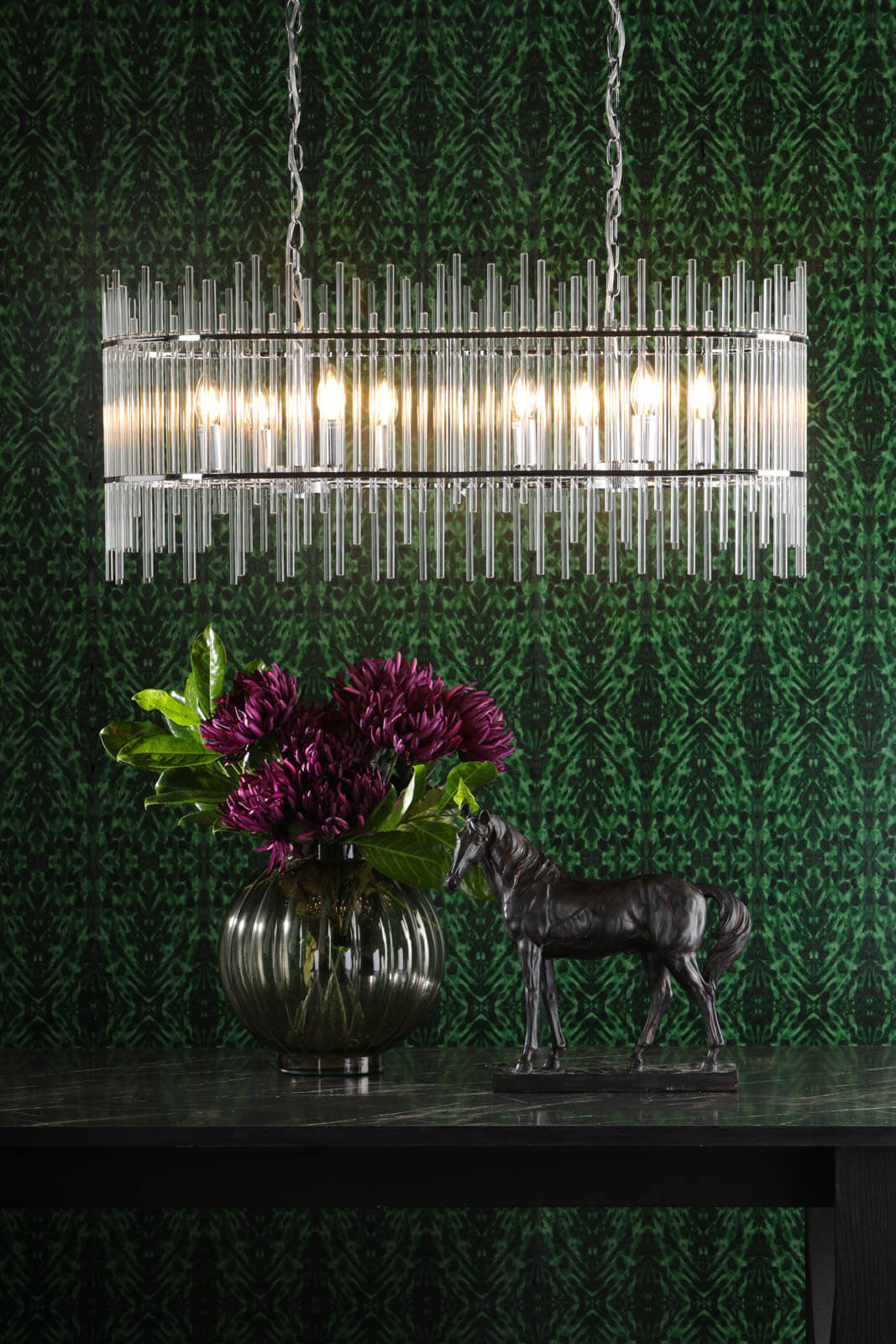 Finola 8 Light Bar Pendant Polished Chrome Glass 