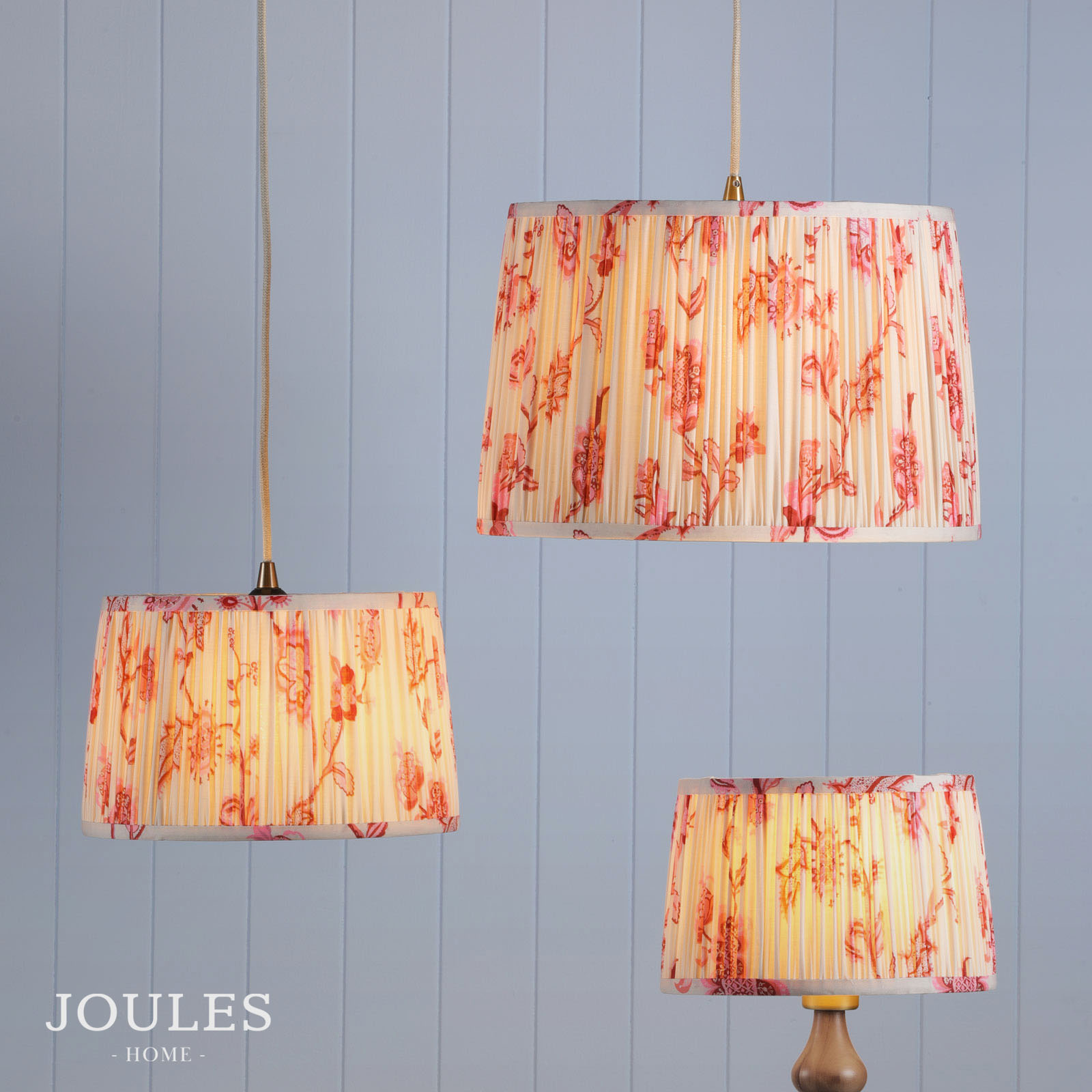 Joules Folly Pink Cotton Tapered Drum Shade 25cm