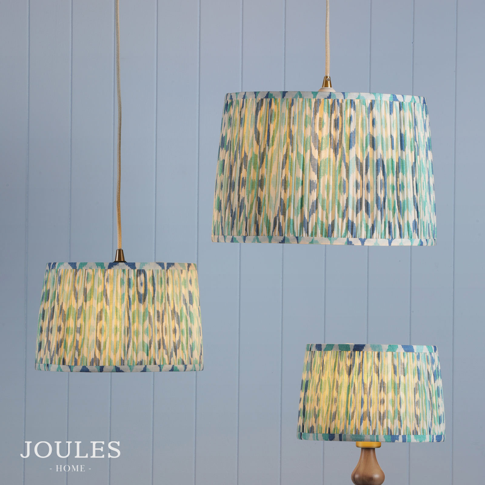 Joules Folly Blue Cotton Tapered Drum Shade 25cm