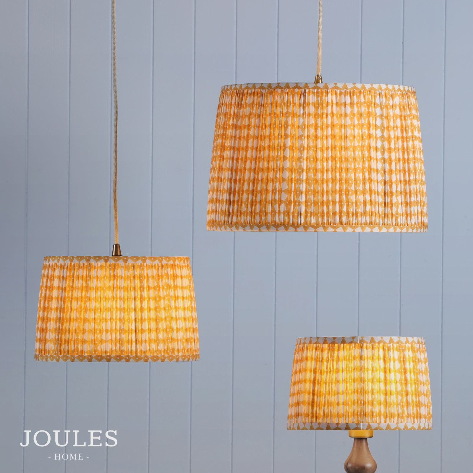 Joules Folly Yellow Cotton Tapered Drum Shade 25cm