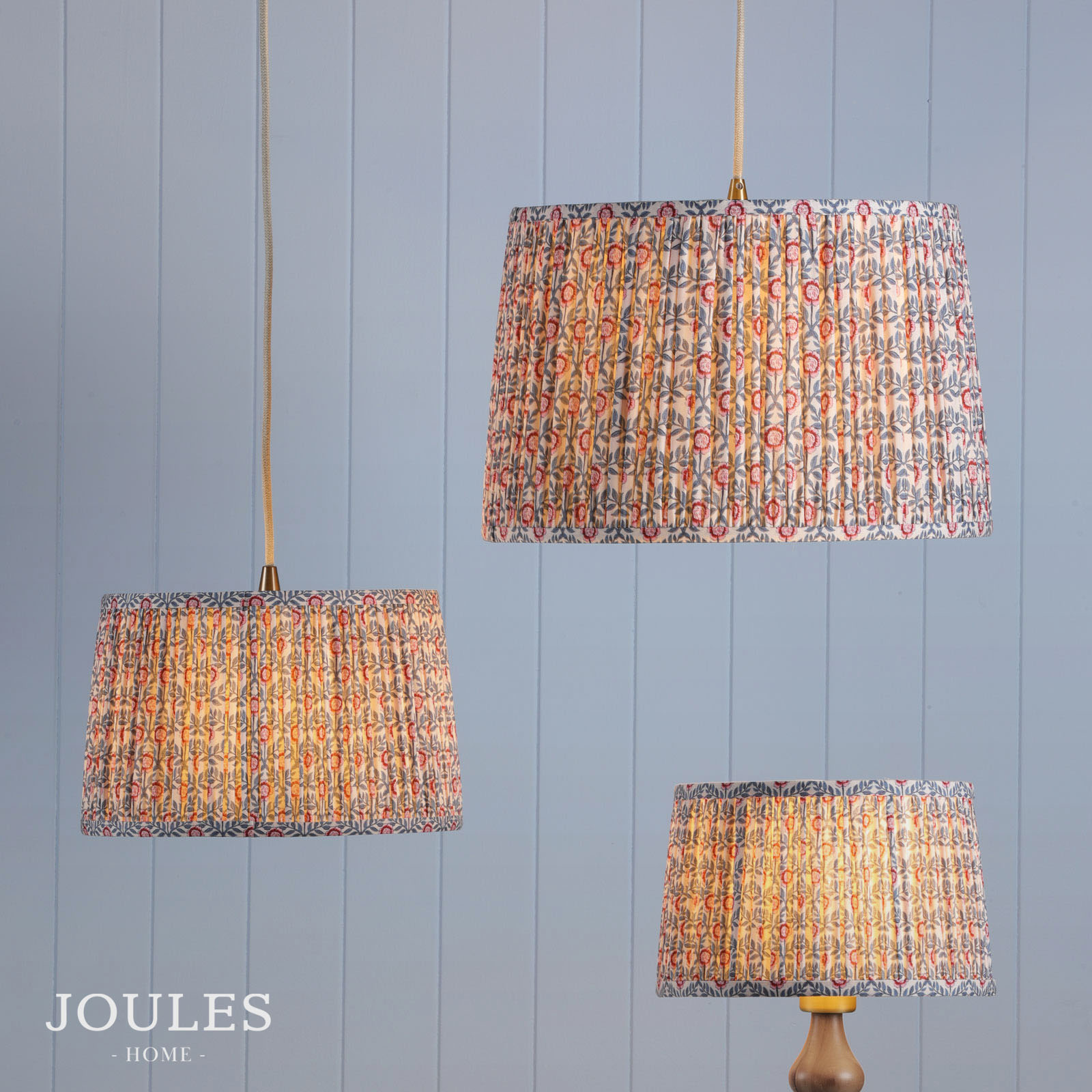 Joules Folly Multi Coloured Cotton Tapered Drum Shade 25cm