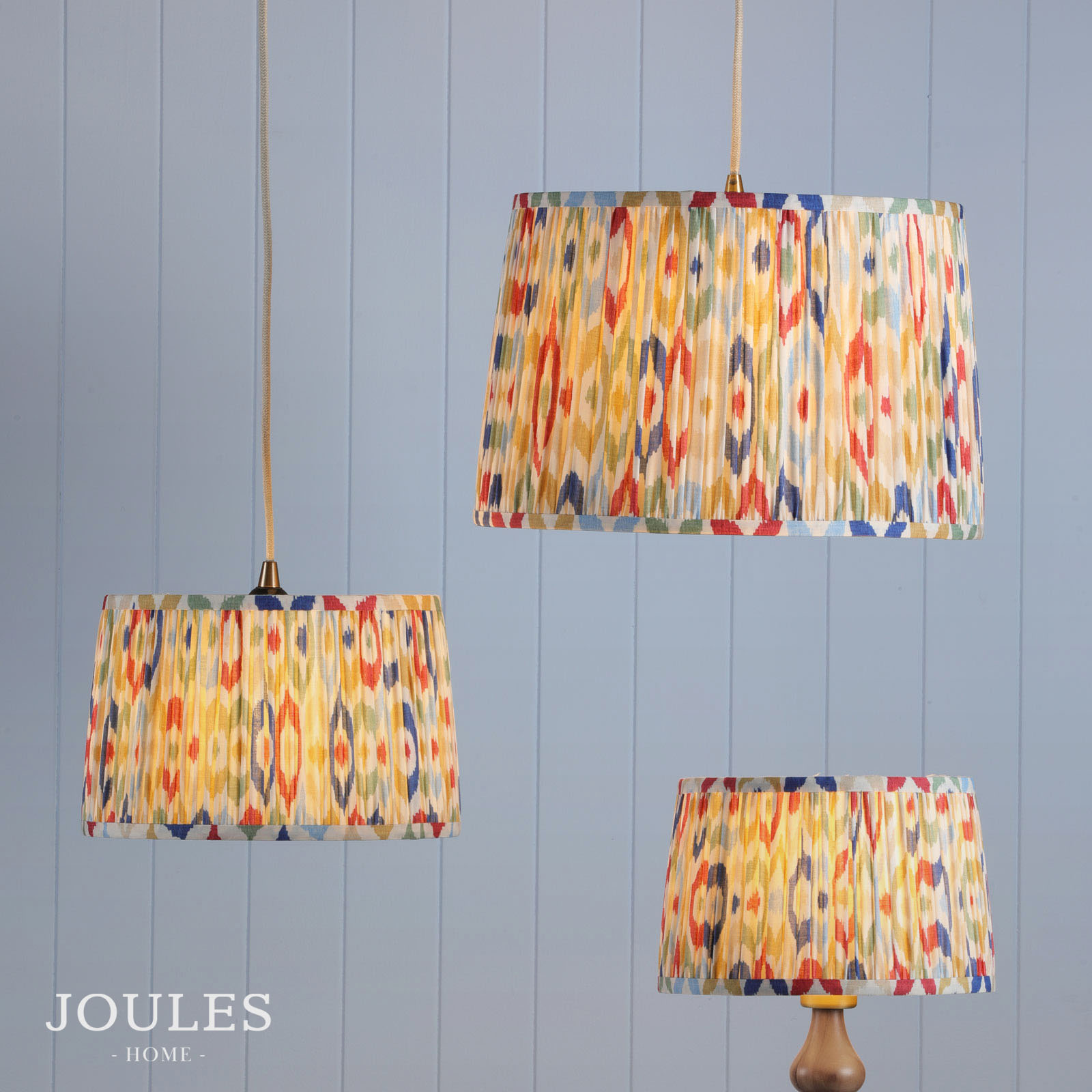 Joules Folly Multi Coloured Cotton Tapered Drum Shade 25cm