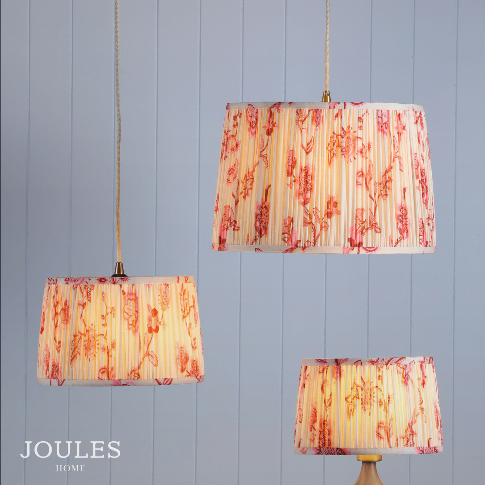 Joules Folly Pink Cotton Tapered Drum Shade 30cm