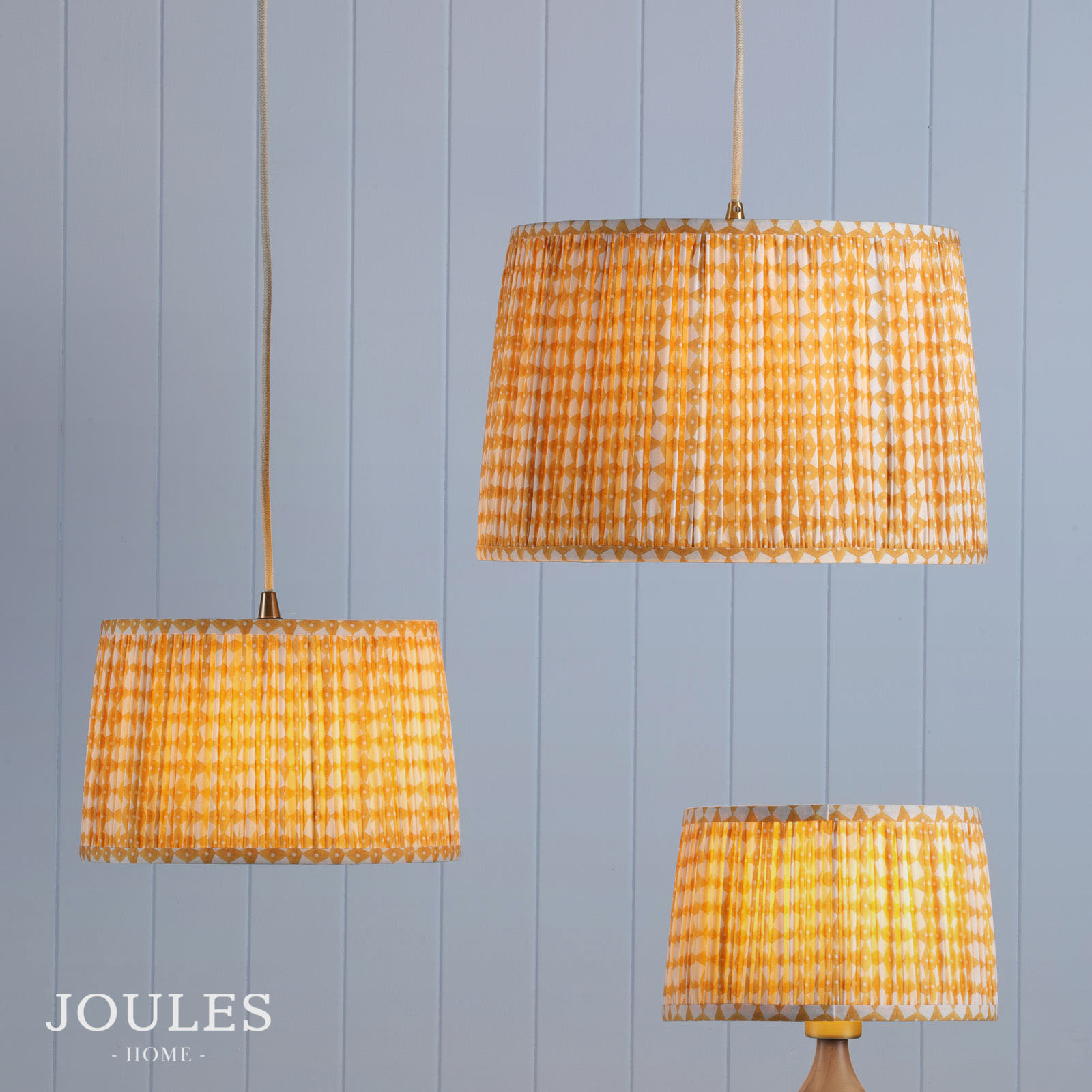 Joules Folly Yellow Cotton Tapered Drum Shade 30cm