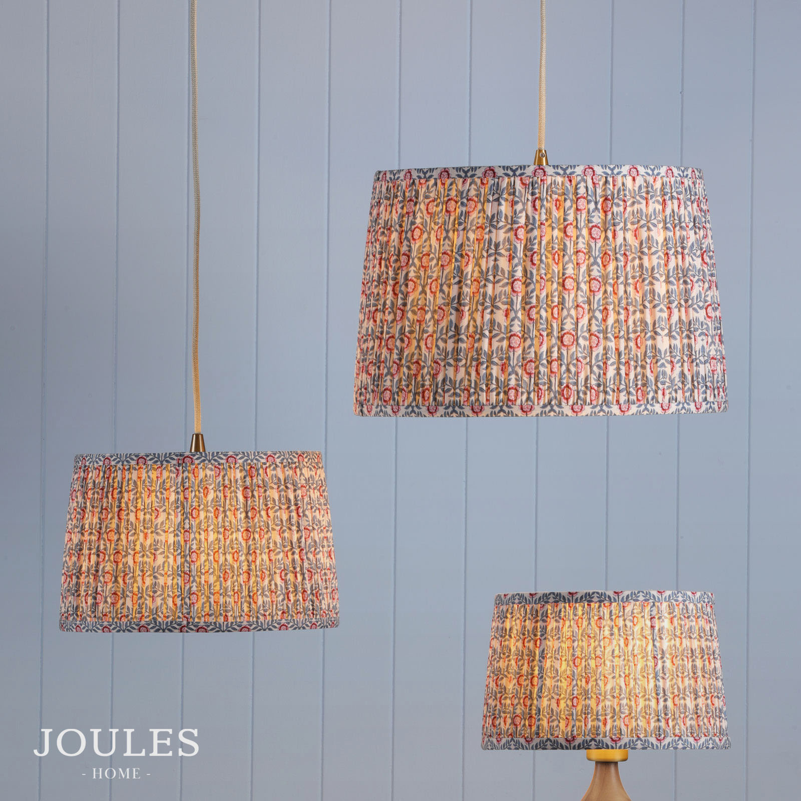 Joules Folly Multi Coloured Cotton Tapered Drum Shade 30cm