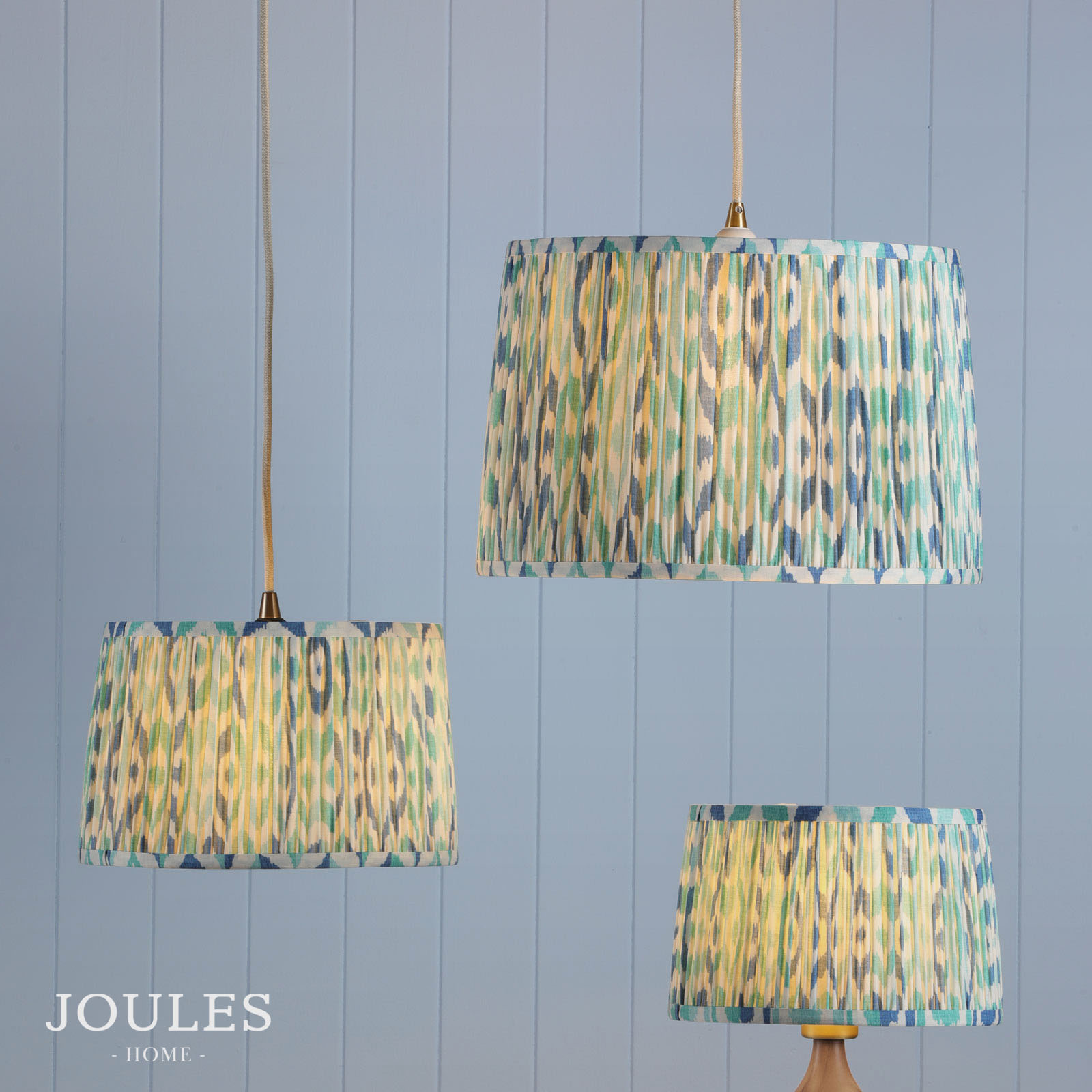 Joules Folly Blue Cotton Tapered Drum Shade 40cm