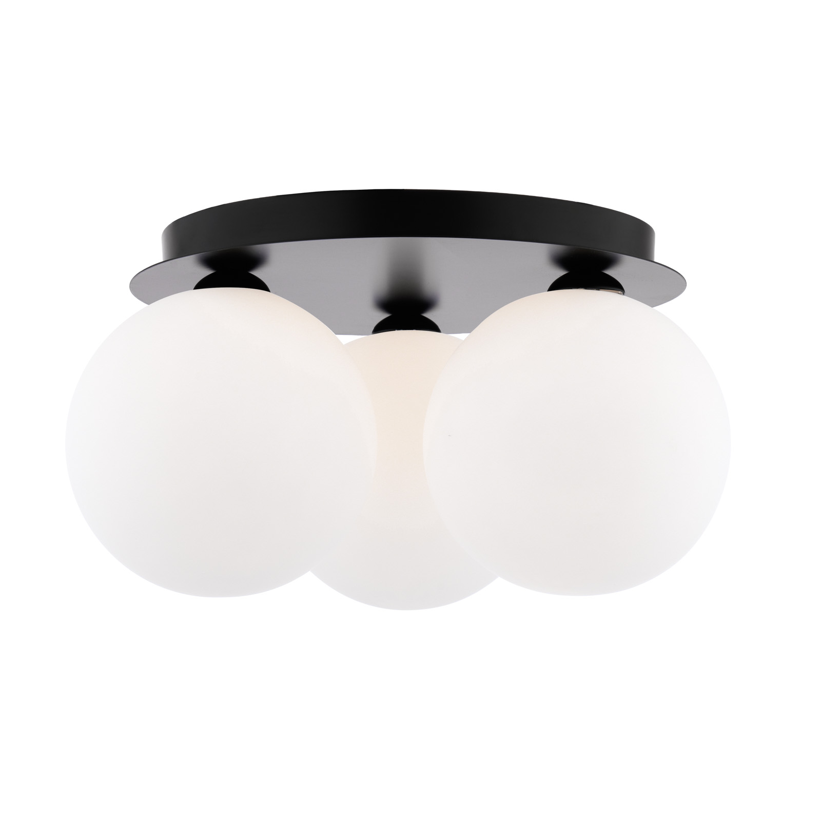 Foley 3 Light Flush Matt Black With Opal Glass