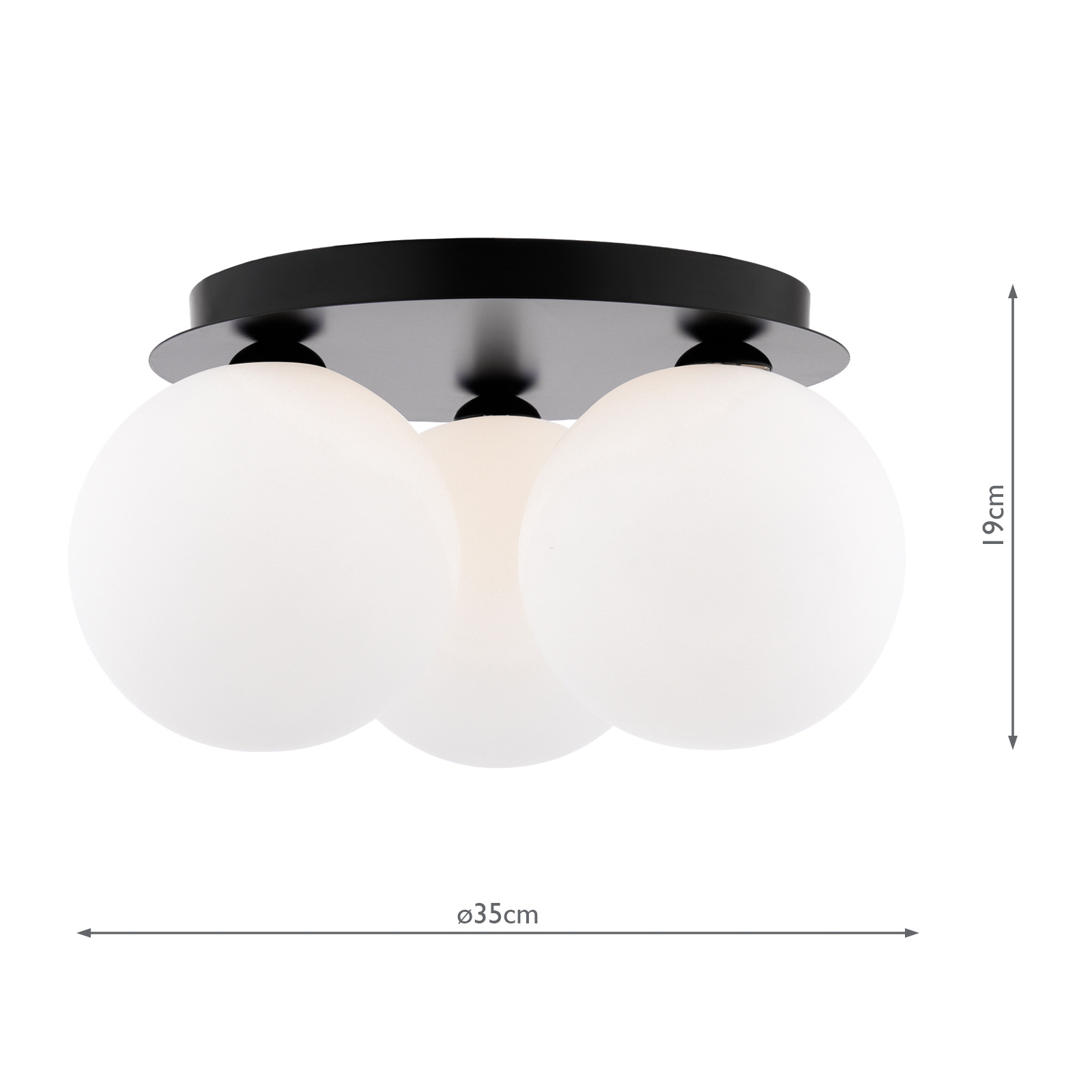 Foley 3 Light Flush Matt Black With Opal Glass