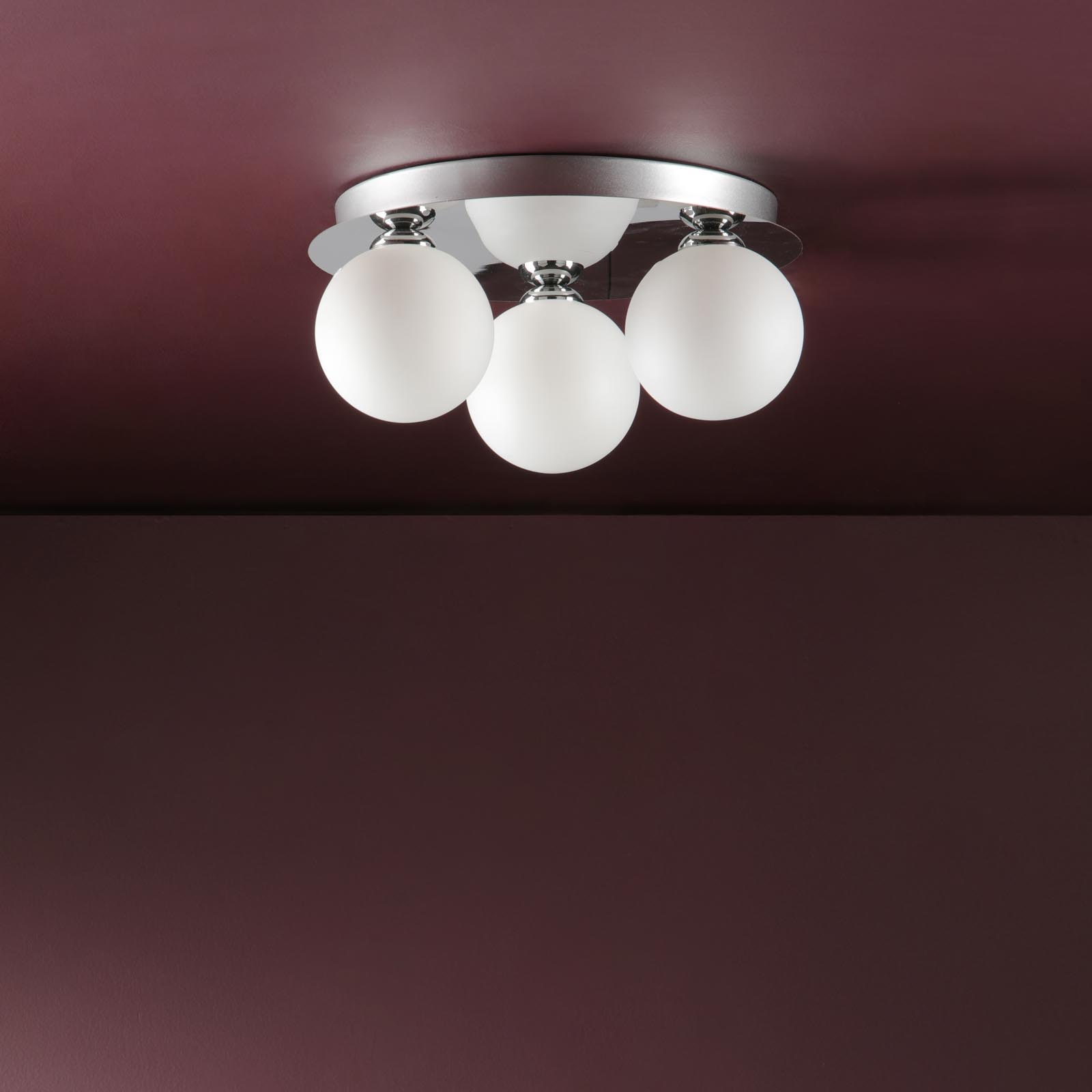 Foley 3 Light Flush Polished Chrome With Opal Glass