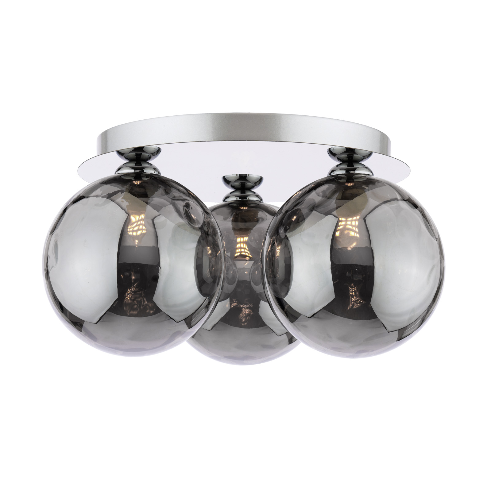 Foley 3 Light Flush Polished Chrome With Smoked Dimpled Glass