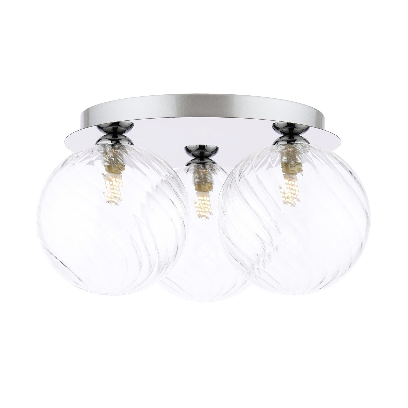 Foley 3 Light Flush Polished Chrome With Closed Glass