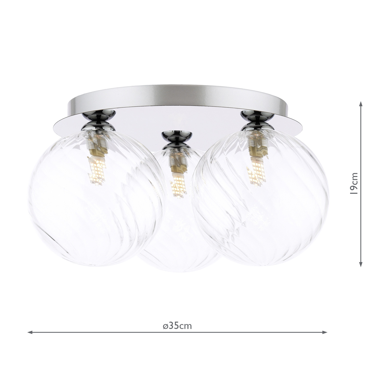Foley 3 Light Flush Polished Chrome With Closed Glass