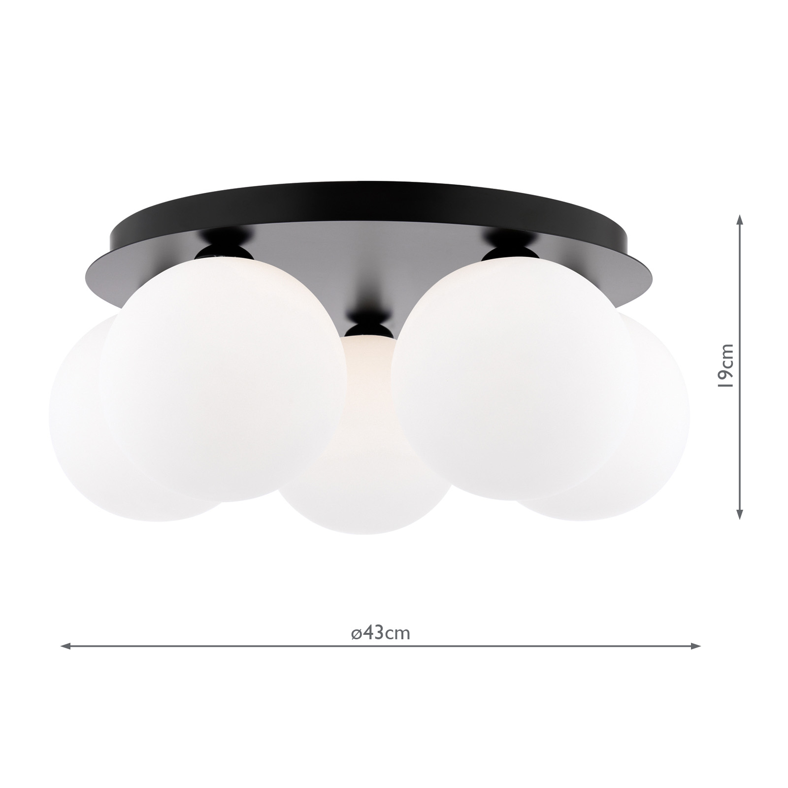 Foley 5 Light Flush Matt Black With Opal Glass