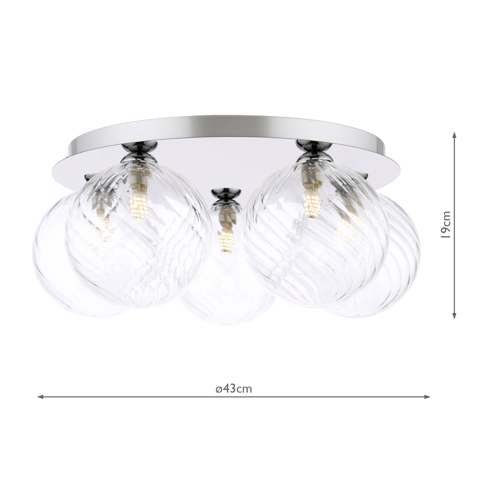 Foley 5 Light Flush Polished Chrome and Glass