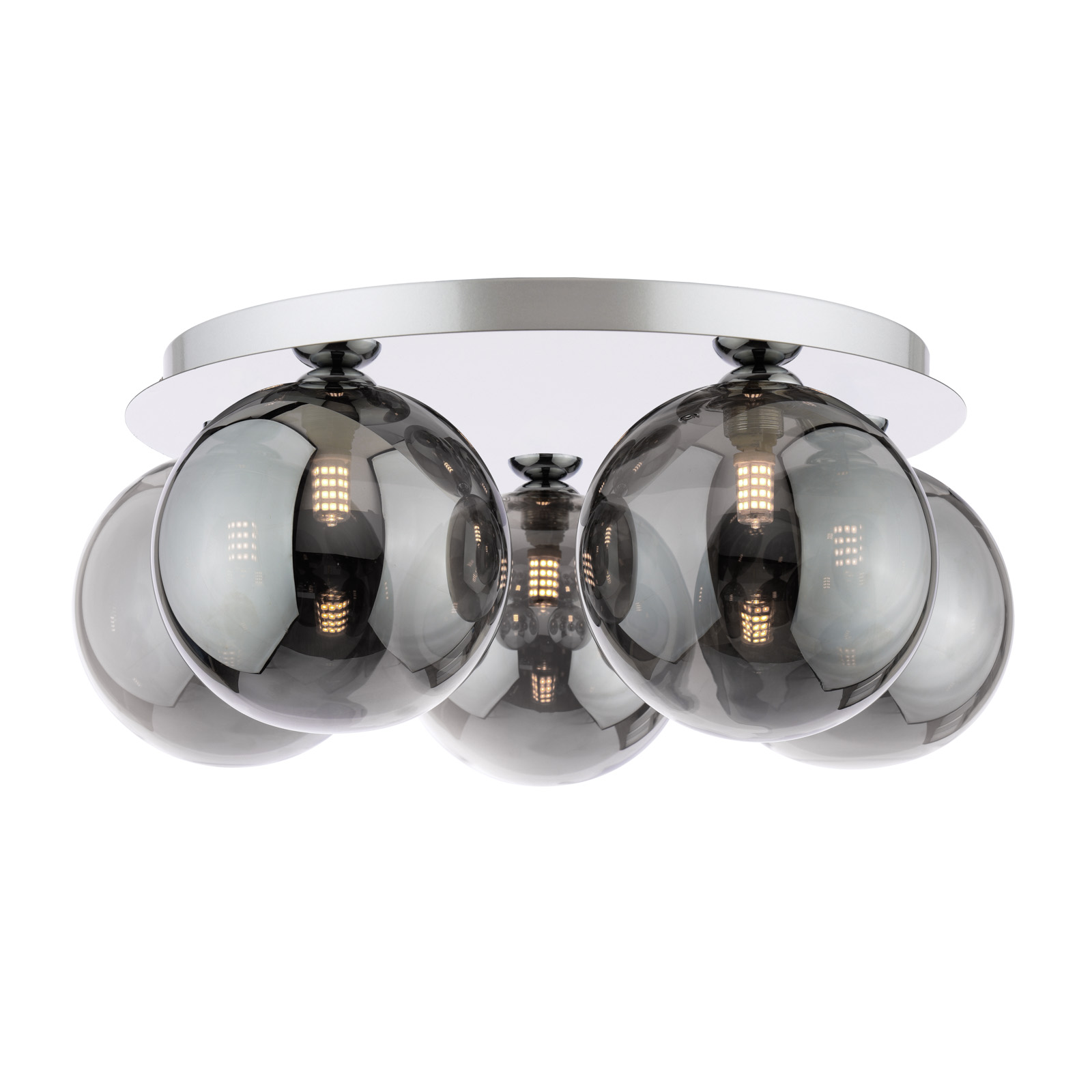 Foley 5 Light Flush Polished Chrome With Smoked Glass