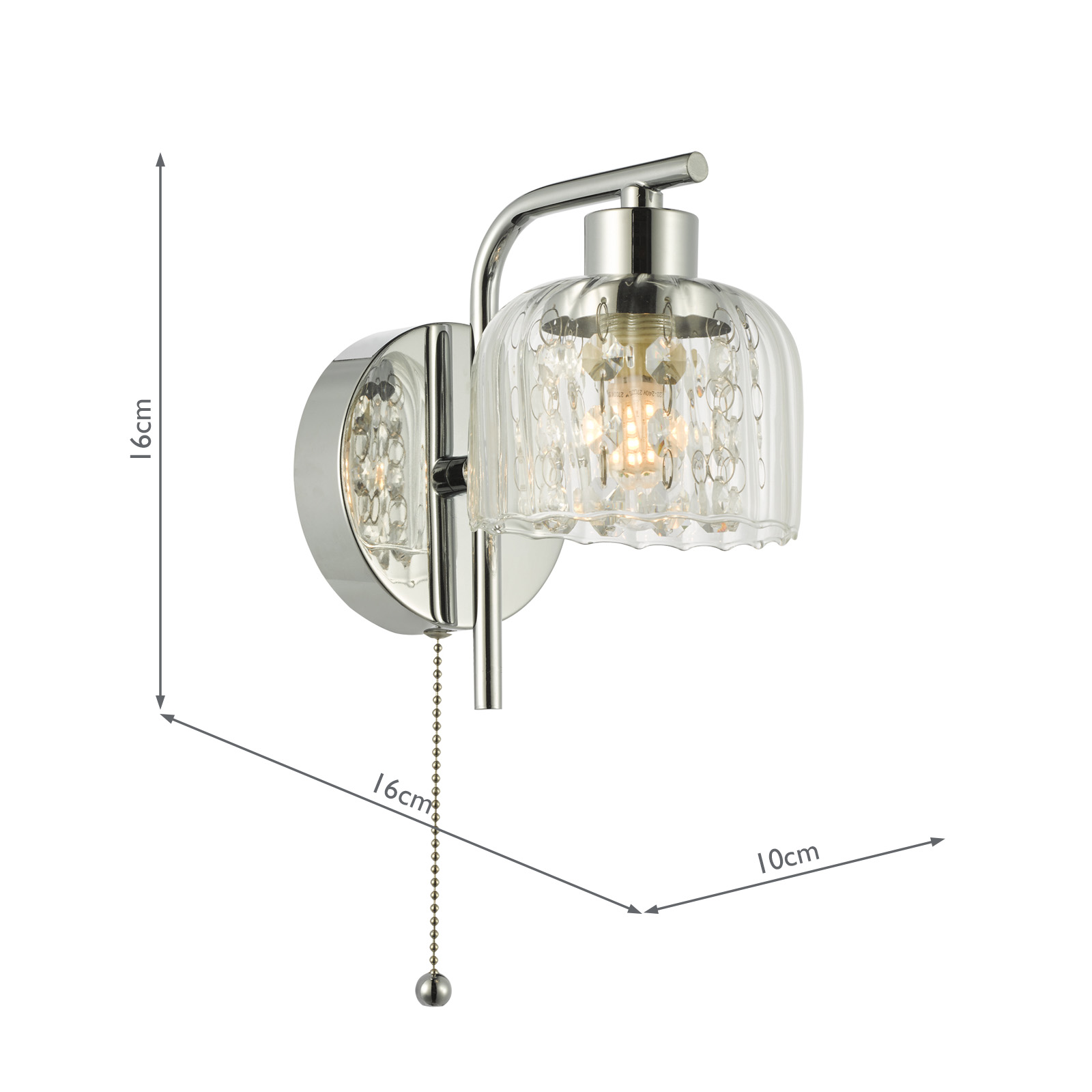 Forseti Bathroom Wall Light Polished Chrome and Glass IP44