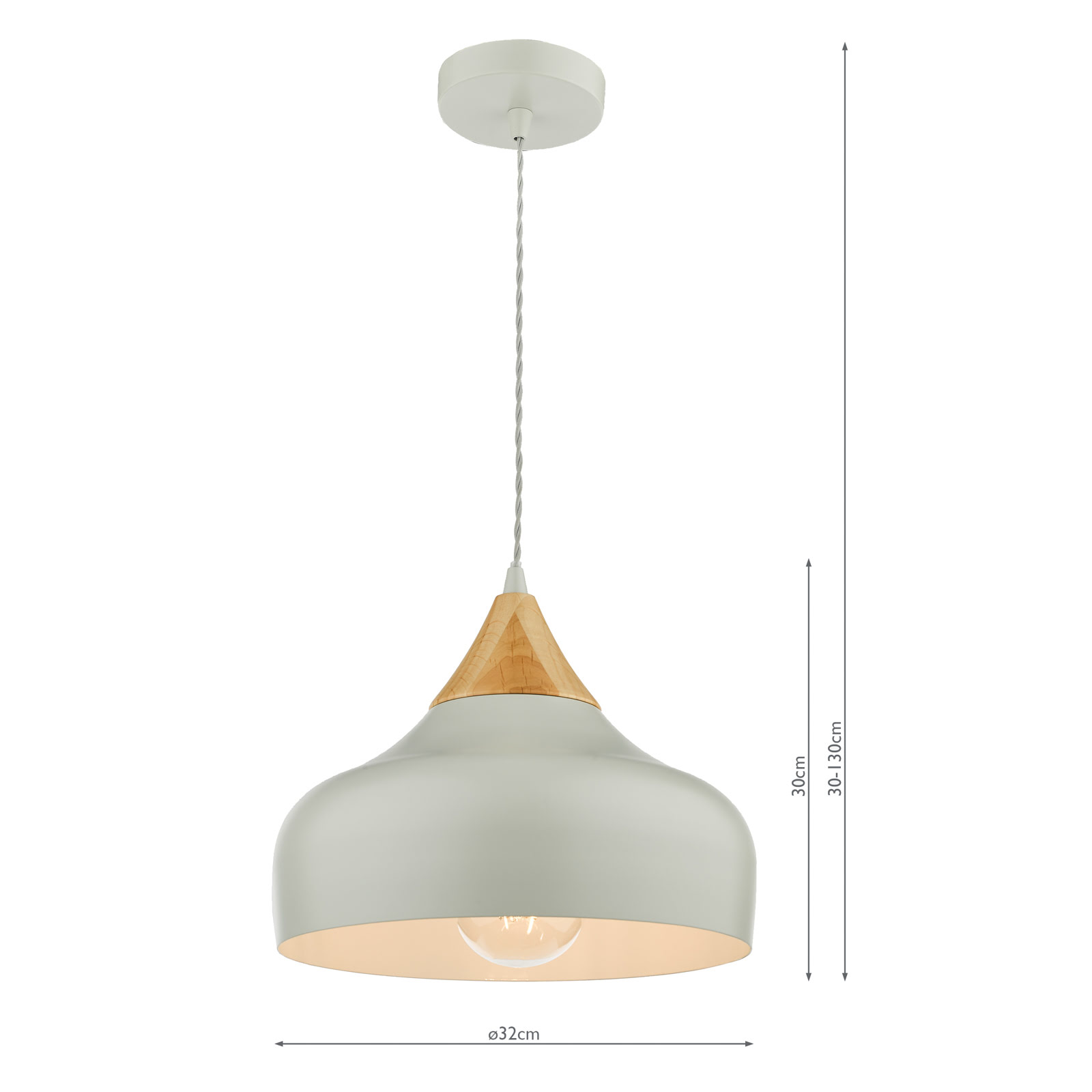 Gaucho 1 Light Single Pendant Grey And Wood