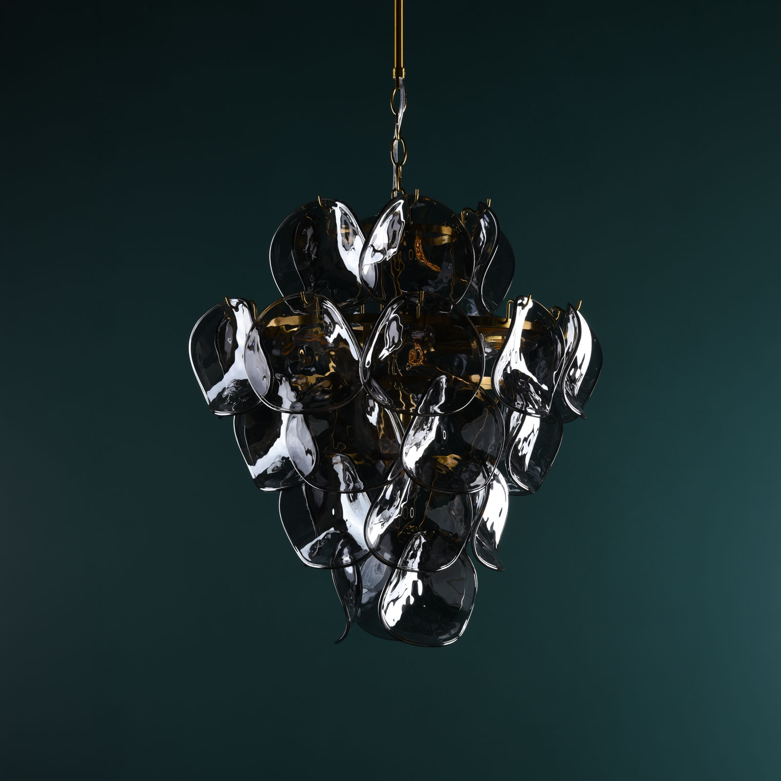 Genoa 8 Light Pendant Natural Brass and Smoked Glass