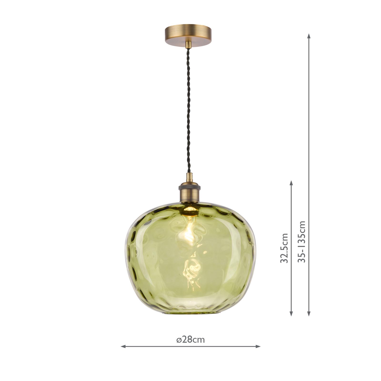 George Pendant Antique Bronze with Green Dimple Glass