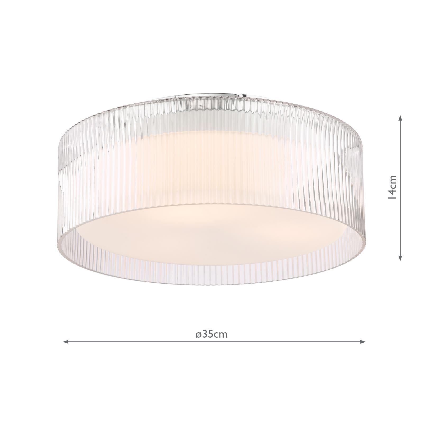 Geryon 3 Light Bathroom Ceiling Light Polished Chrome and Ribbed Glass IP44
