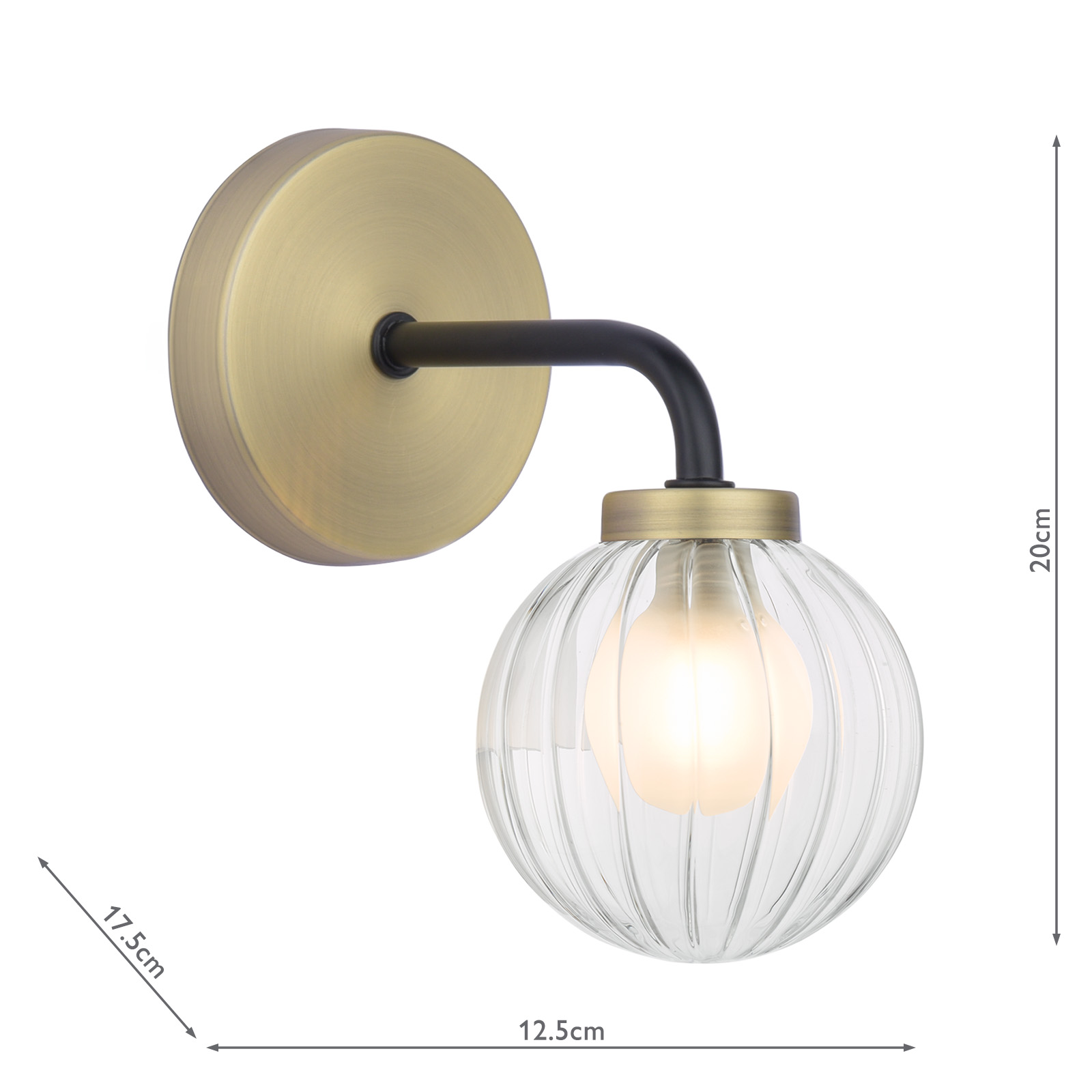 Gibbs Wall Light Antique Brass & Glass