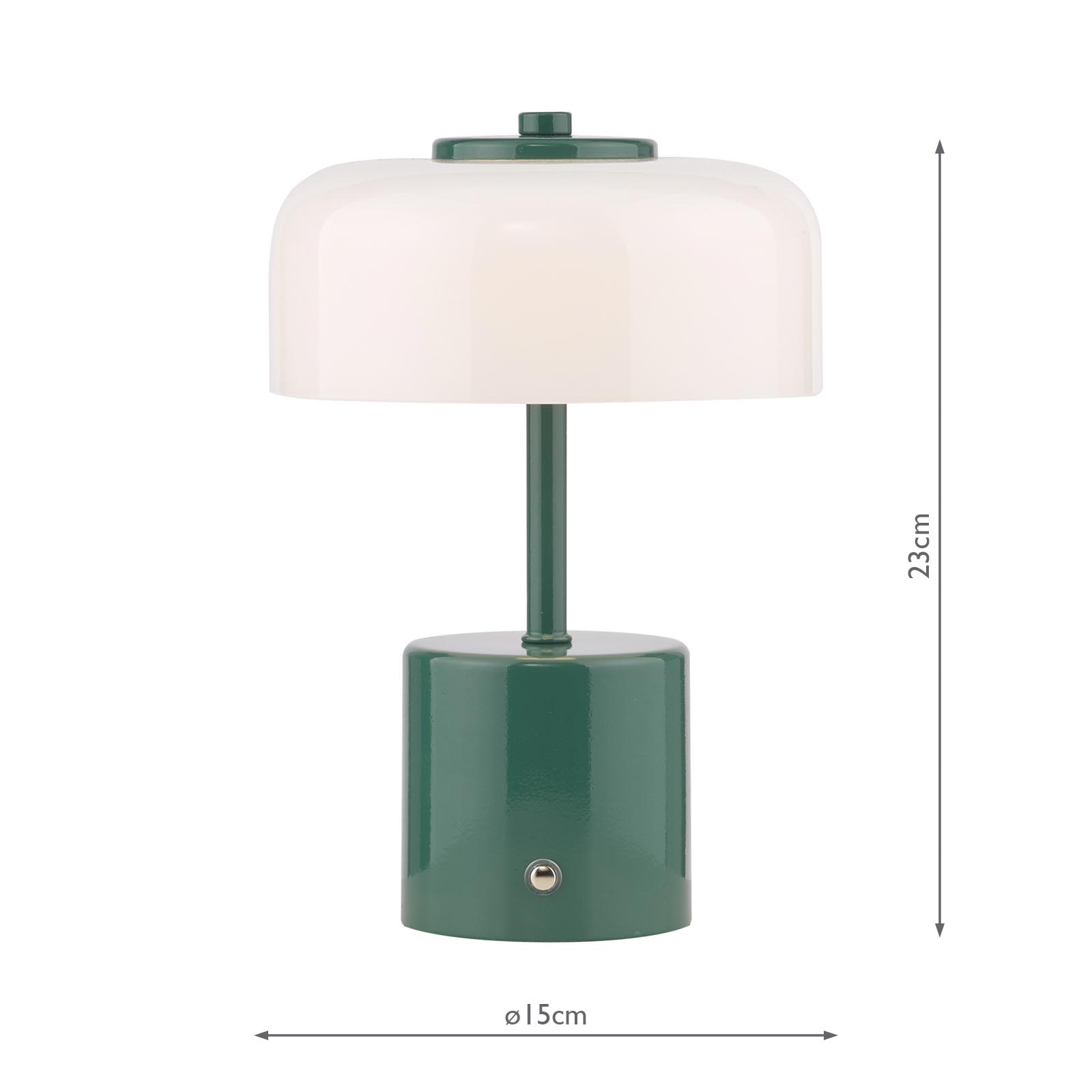 Gidget Rechargeable Table Lamp Green and Opal Glass LED
