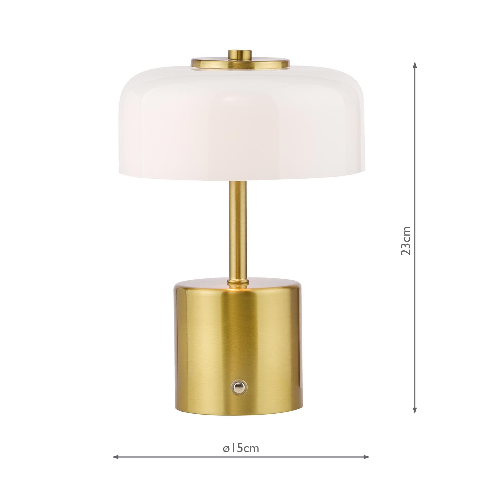 Gidget Rechargeable Table Lamp Natural Brass and Opal Glass LED