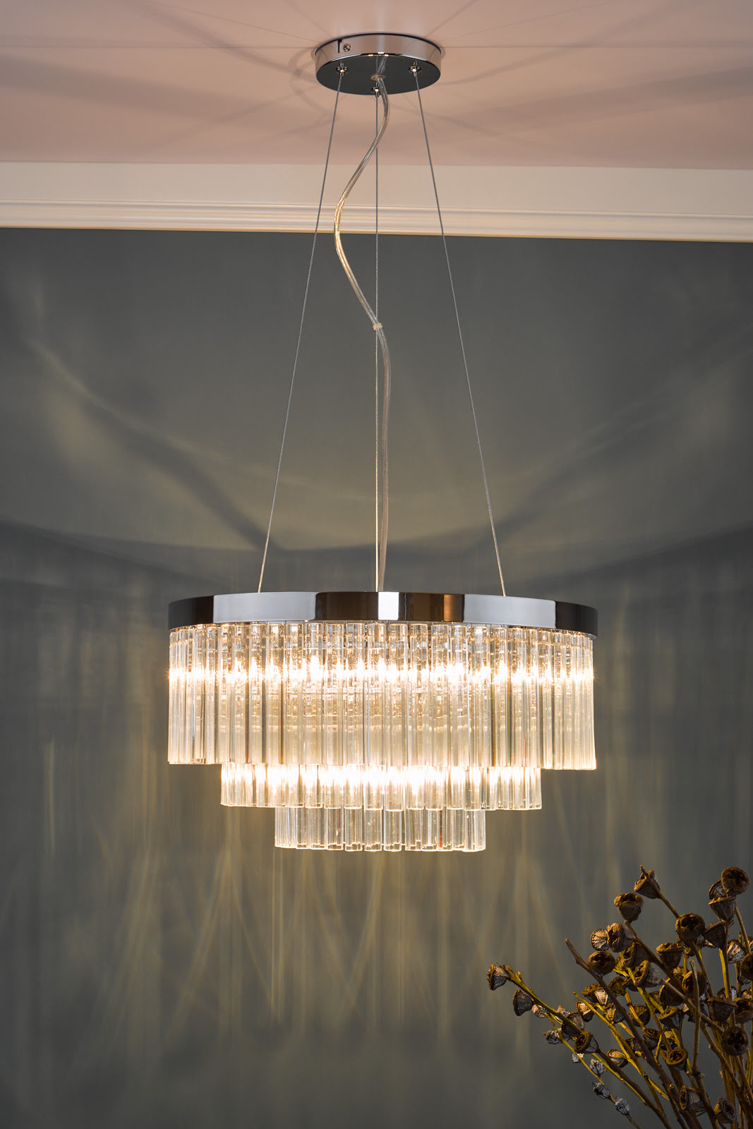 Giovana 5 Light Pendant Glass and Polished Chrome