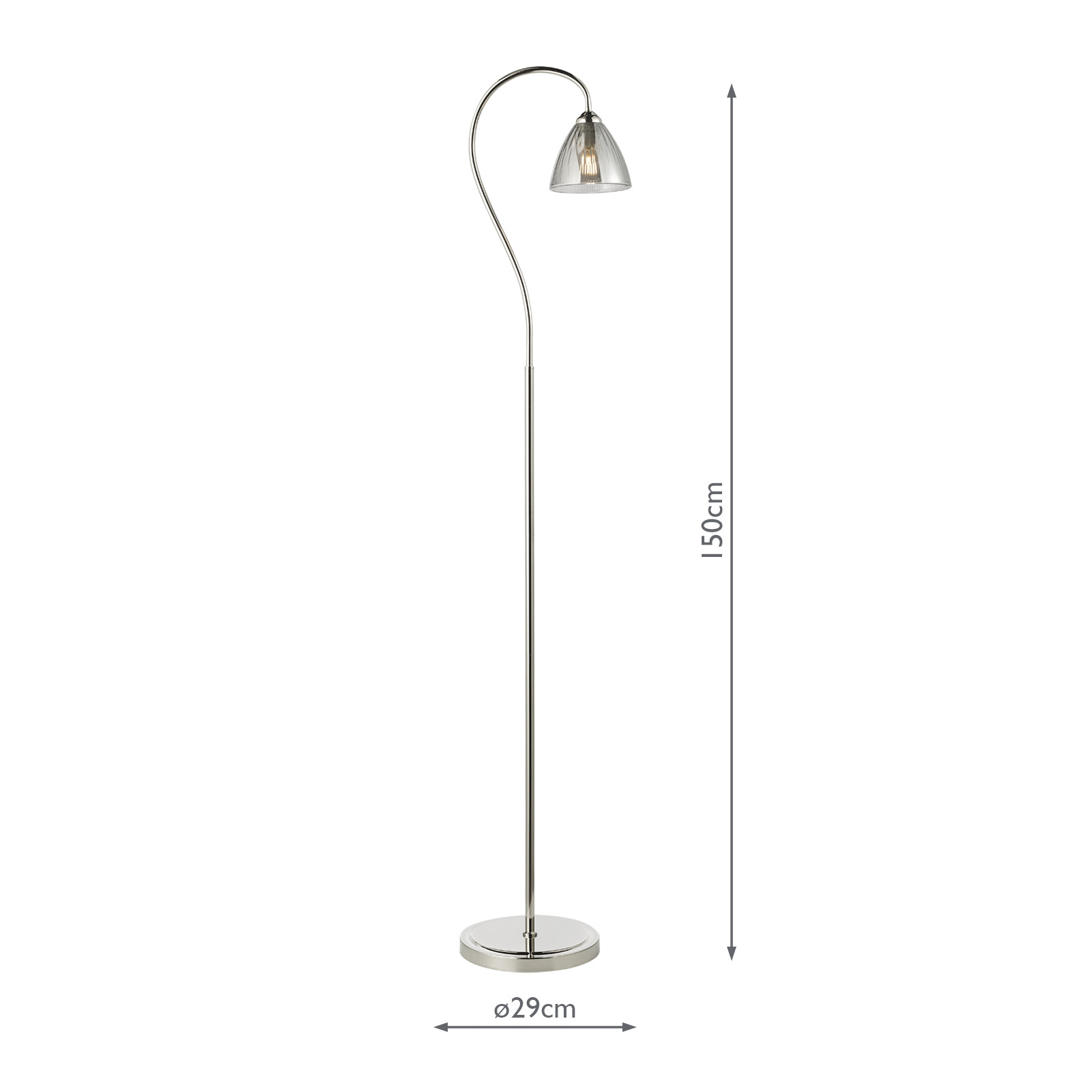 Glynis Floor Lamp Polished Nickel and Smoked Ribbed Glass