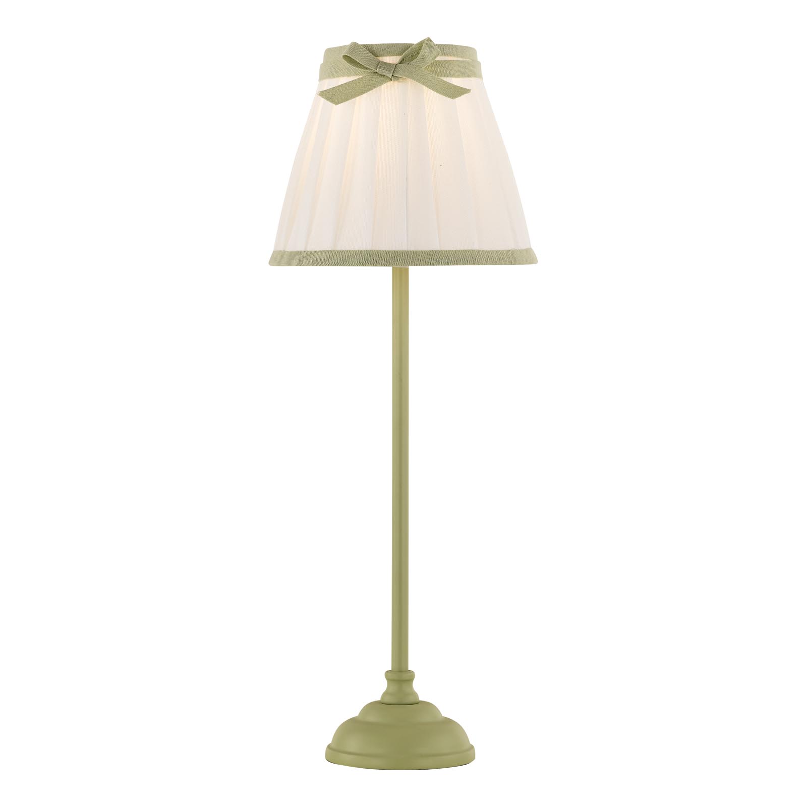 Grace Table Lamp Matt Green With Pleated Shade and Green Trim