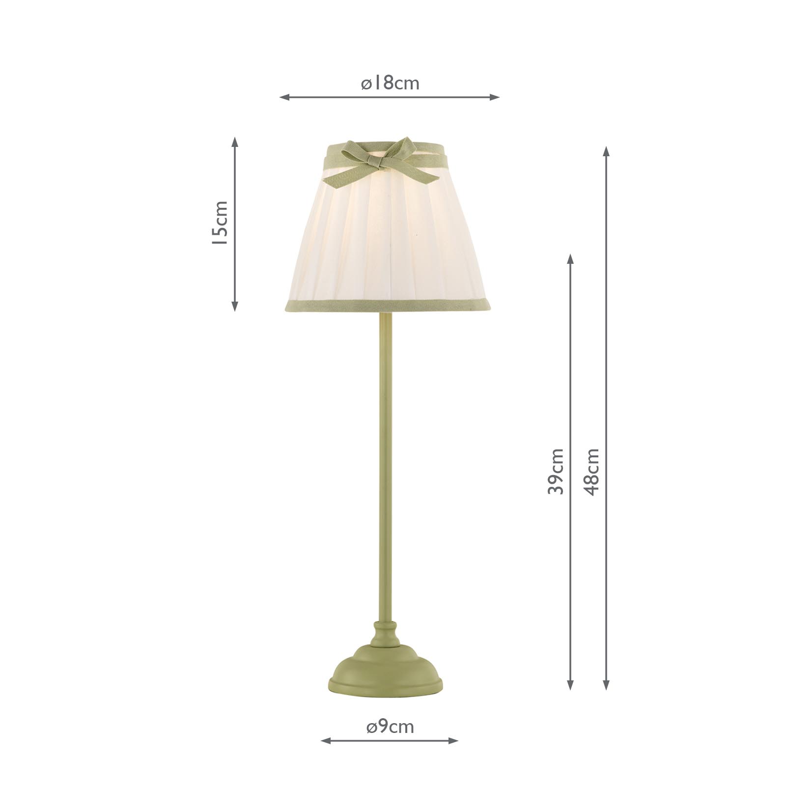 Grace Table Lamp Matt Green With Pleated Shade and Green Trim
