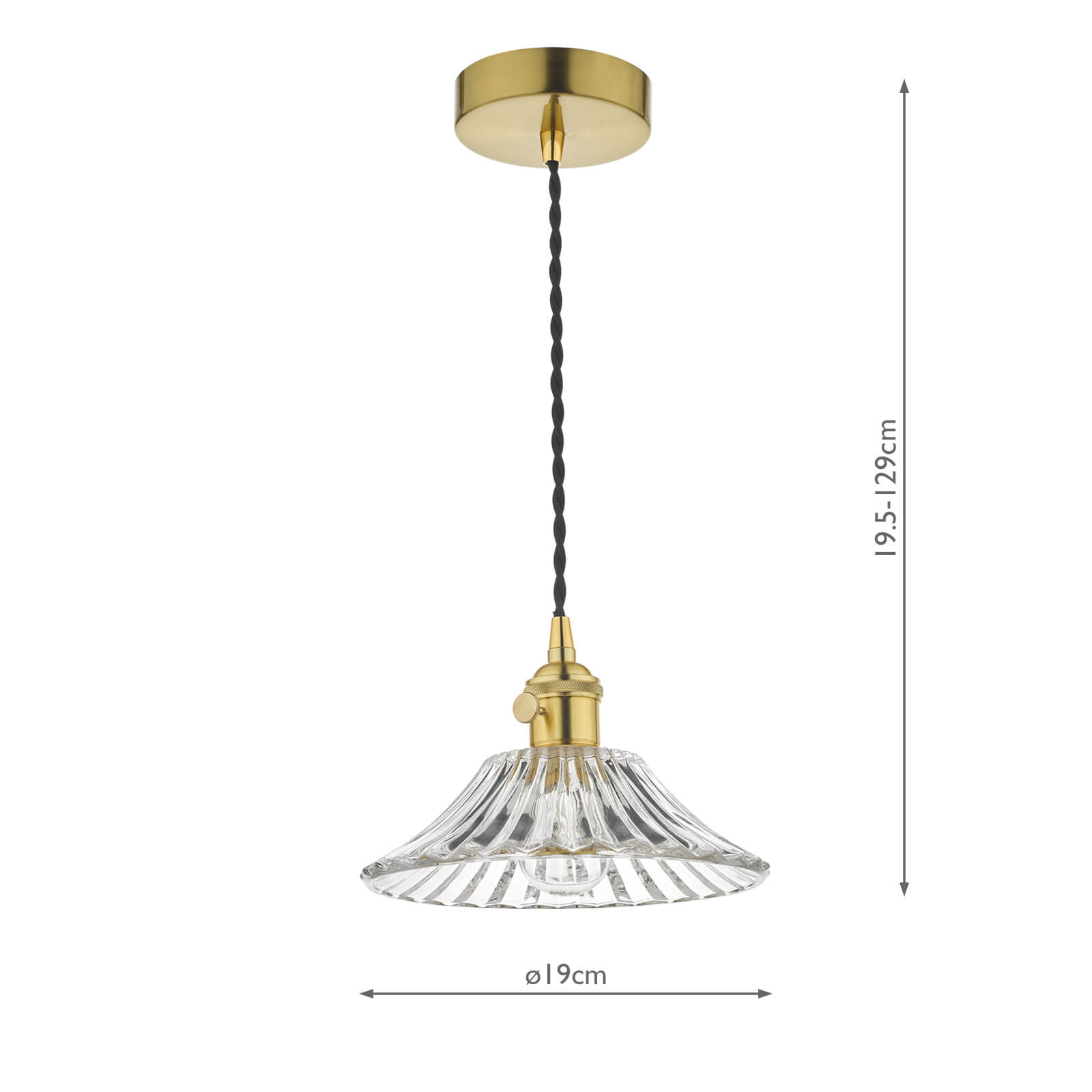 Hadano Pendant Natural Brass With Flared Glass Shade