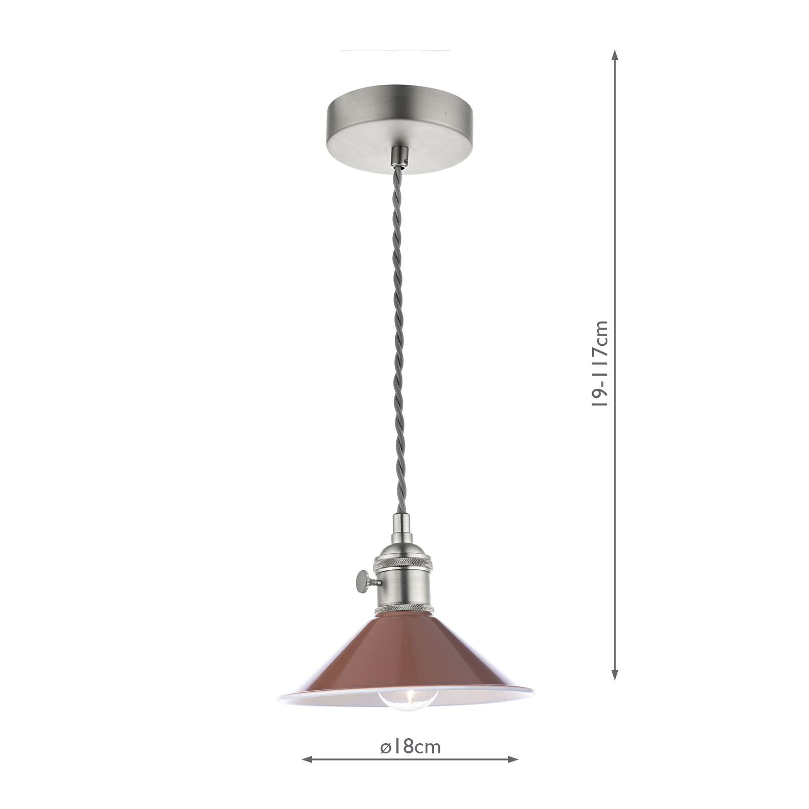 Hadano 1 Light Pendant Antique Chrome With Umber Shade