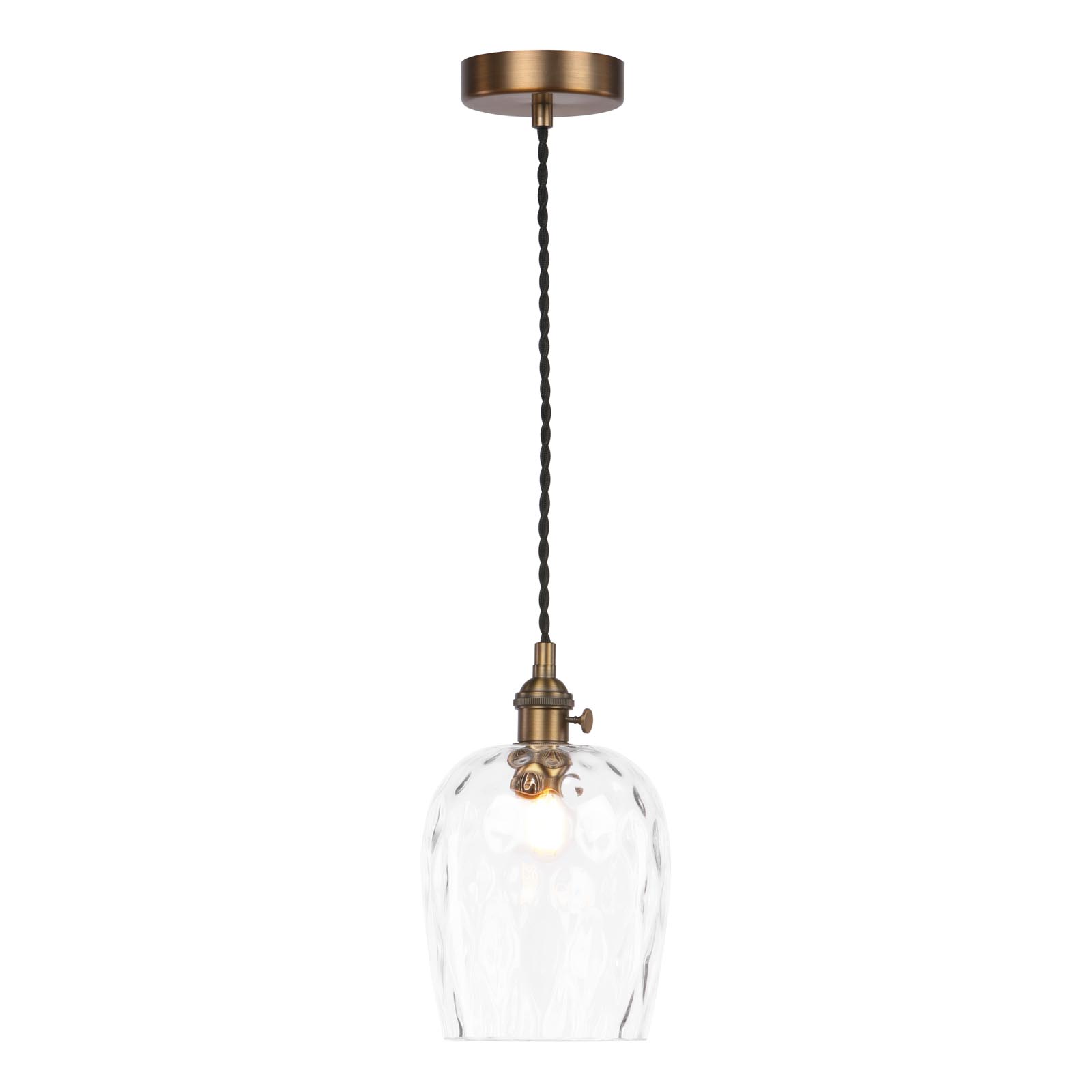 Hadano E14 Pendant Antique Bronze with Clear Dimpled Glass Shade