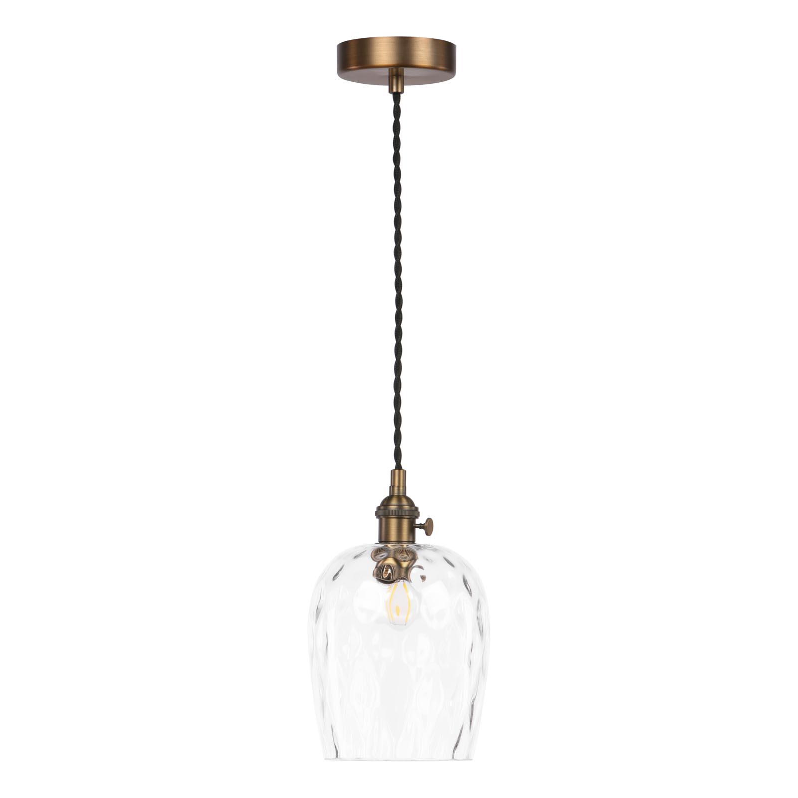 Hadano E14 Pendant Antique Bronze with Clear Dimpled Glass Shade