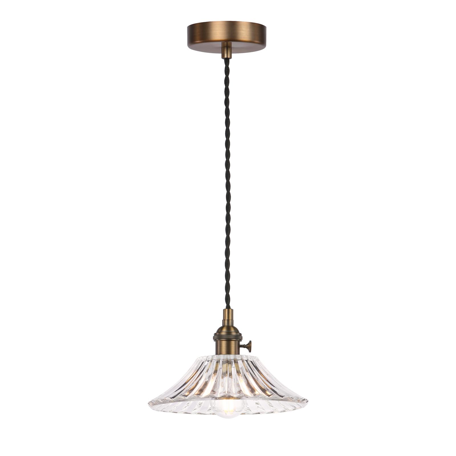 Hadano E14 Pendant Antique Bronze with Clear Flared Glass Shade