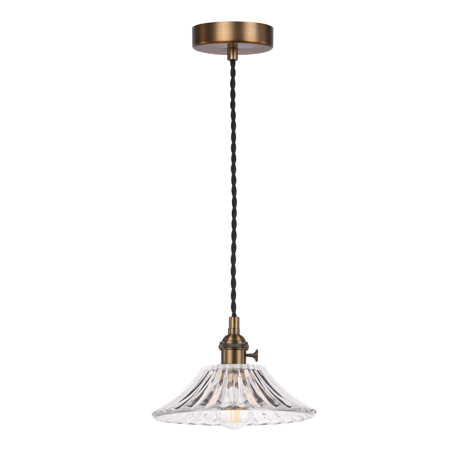 Hadano E14 Pendant Antique Bronze with Clear Flared Glass Shade
