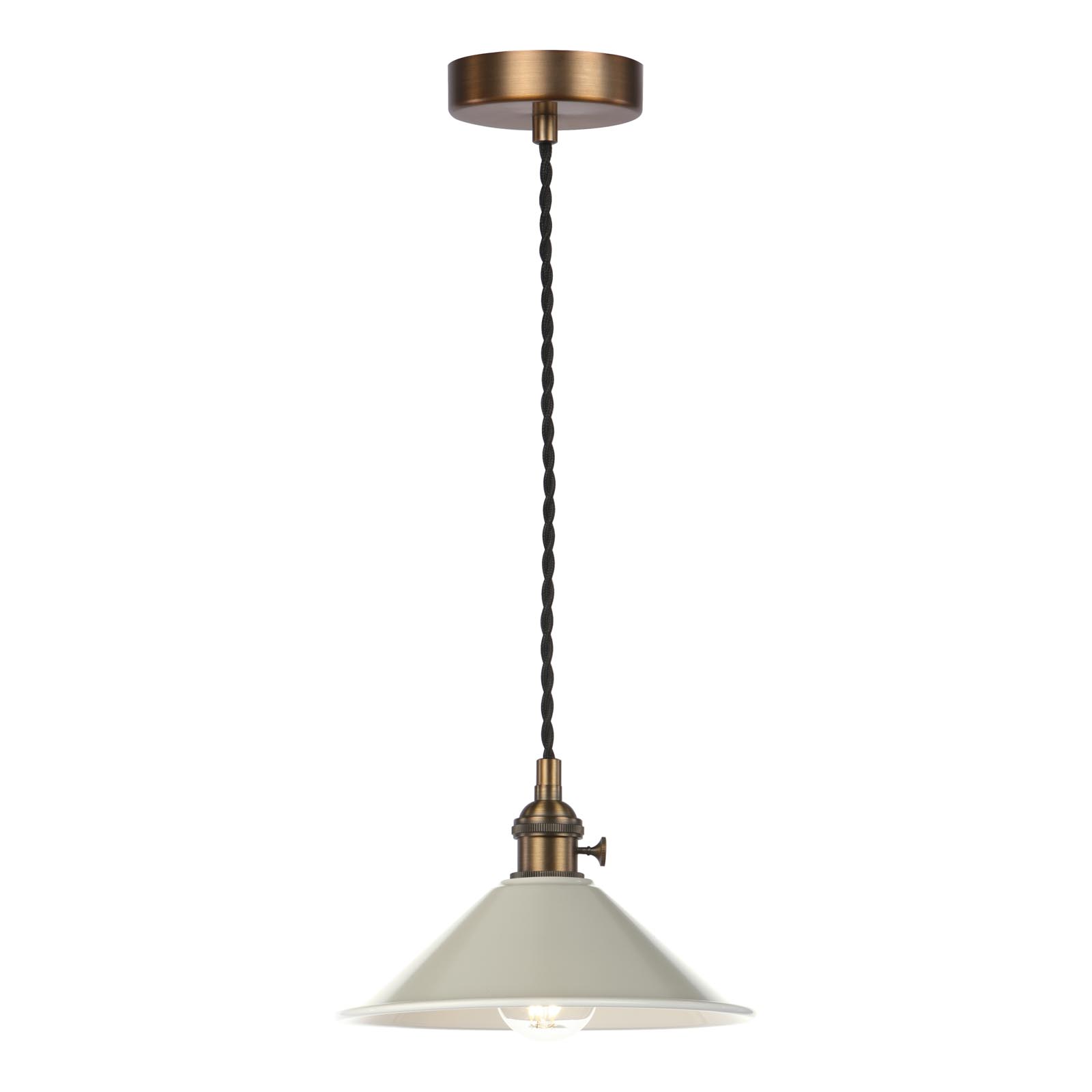 Hadano E14 Pendant Antique Bronze with Matt Cashmere/Taupe Metal Shade 18cm