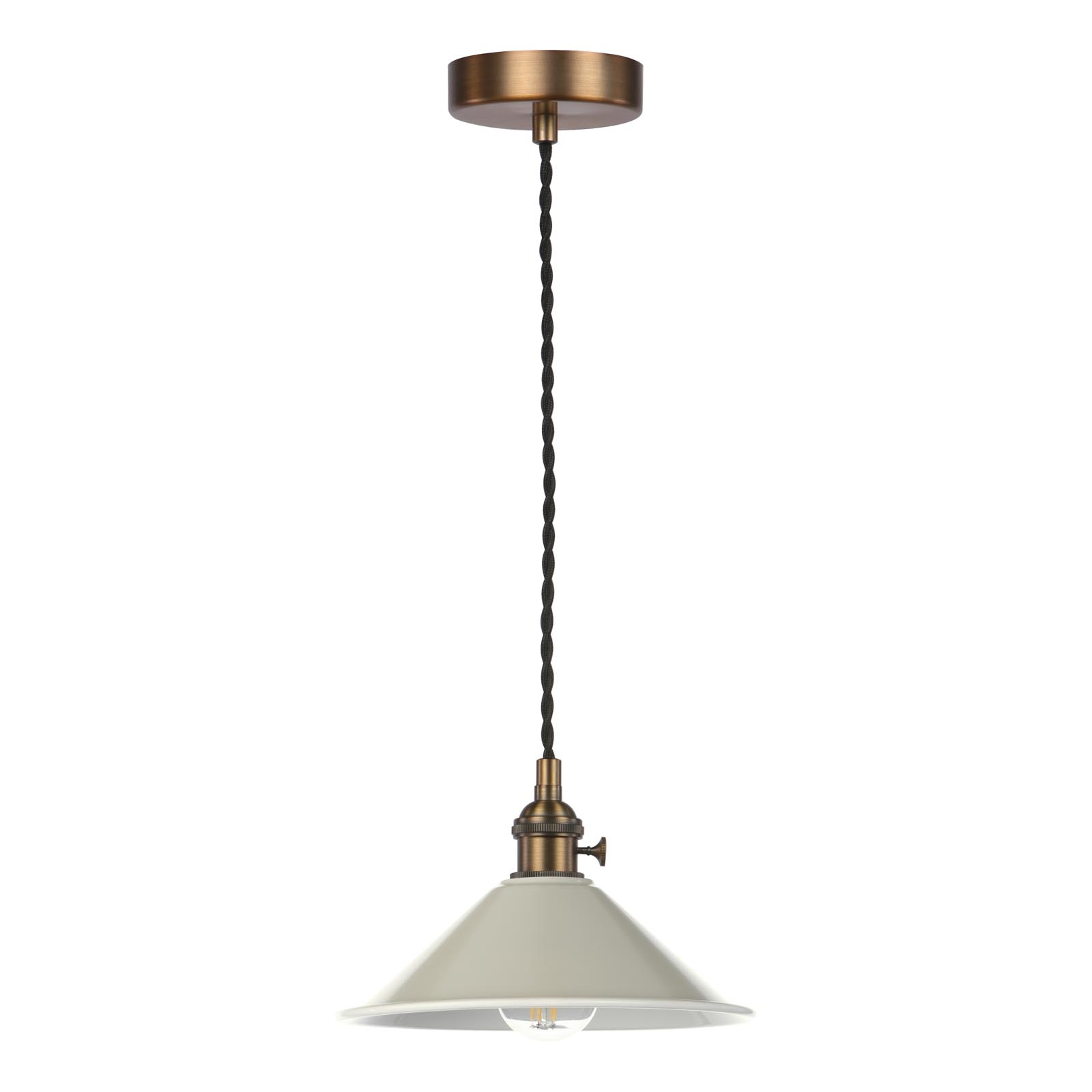 Hadano E14 Pendant Antique Bronze with Matt Cashmere/Taupe Metal Shade 18cm