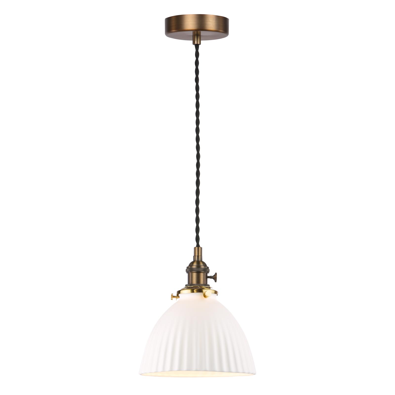 Hadano E14 Pendant Antique Bronze with White Domed Ceramic Shade