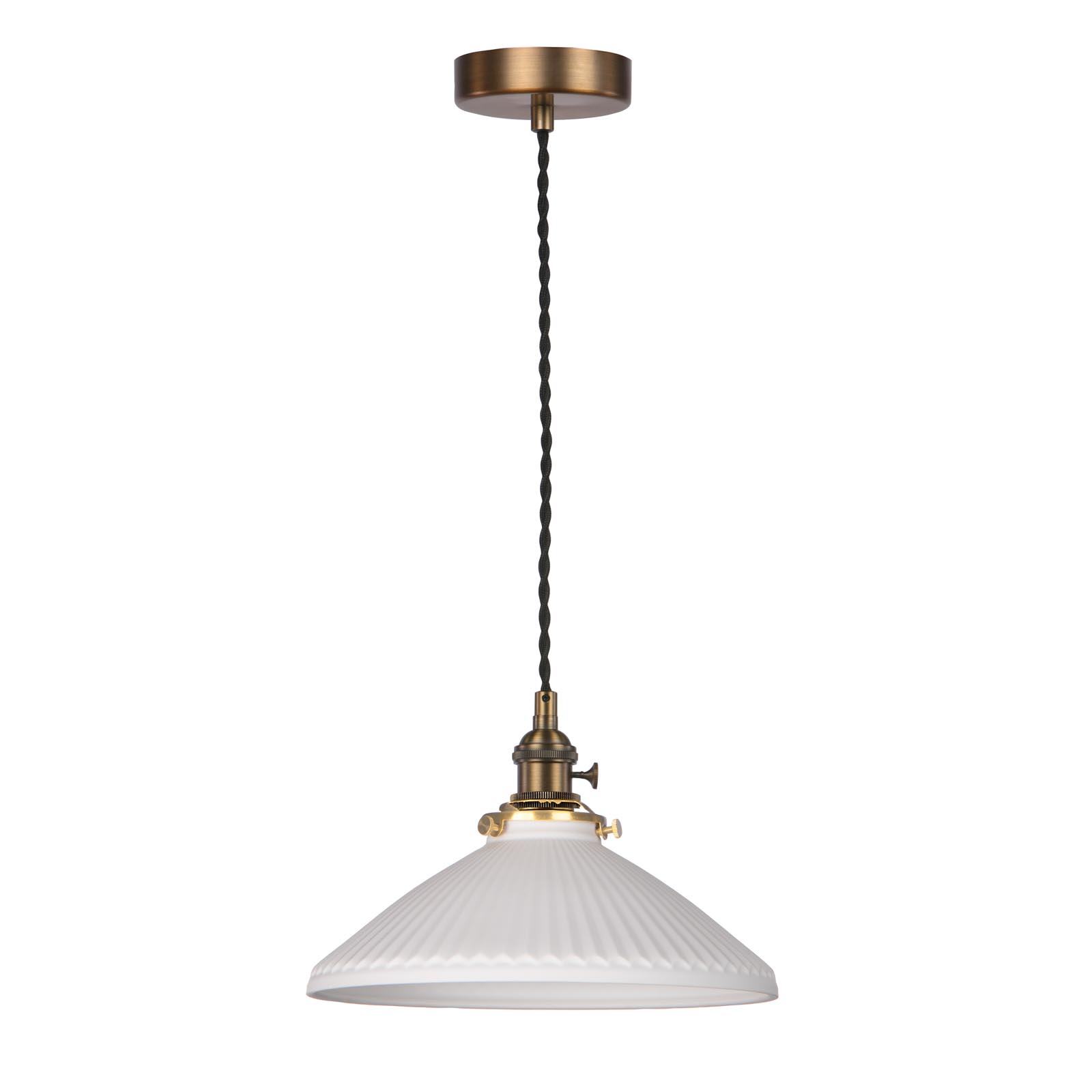 Hadano E14 Pendant Antique Bronze with White Shallow Ceramic Shade