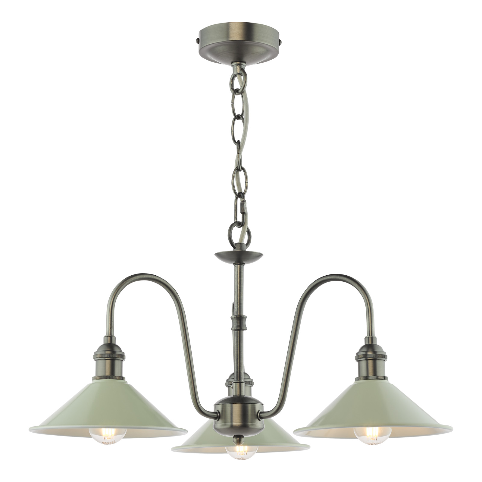 Hadano 3 Light Pendant Antique Chrome and Matt Taupe