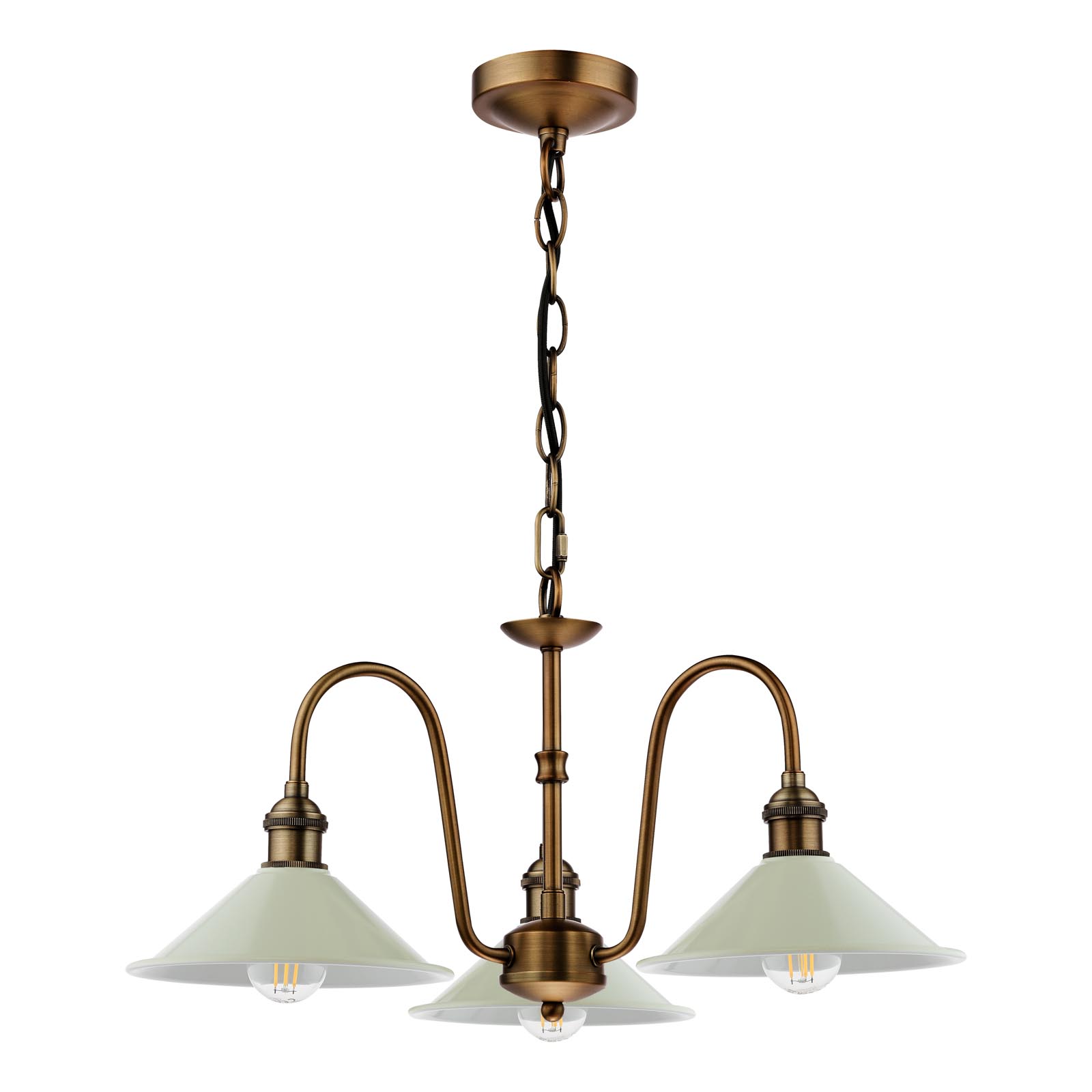 Hadano 3 Light Pendant Antique Bronze with Matt Cashmere/Taupe Metal Shades 18cm