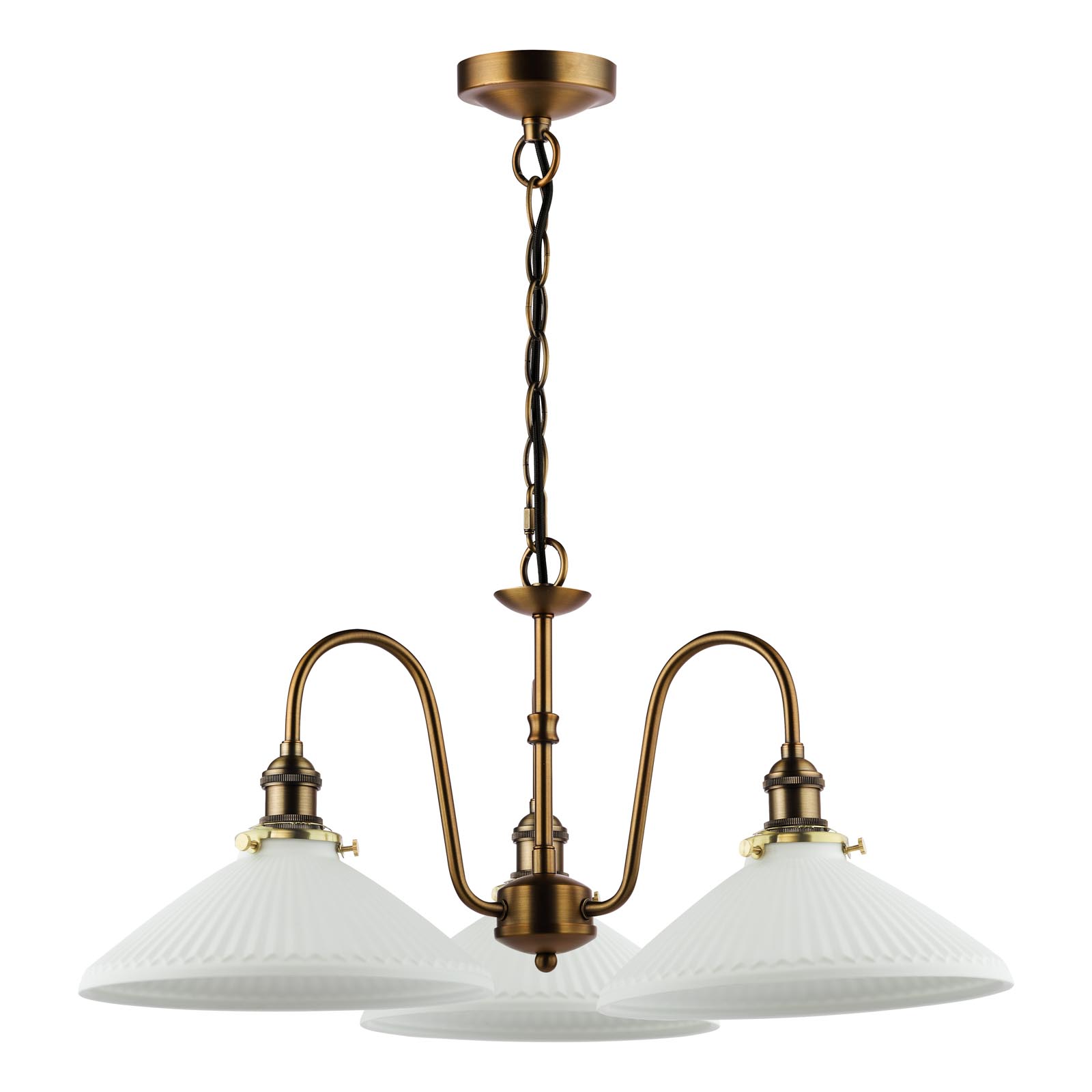 Hadano 3 Light Pendant Antique Bronze with White Shallow Ceramic Shades