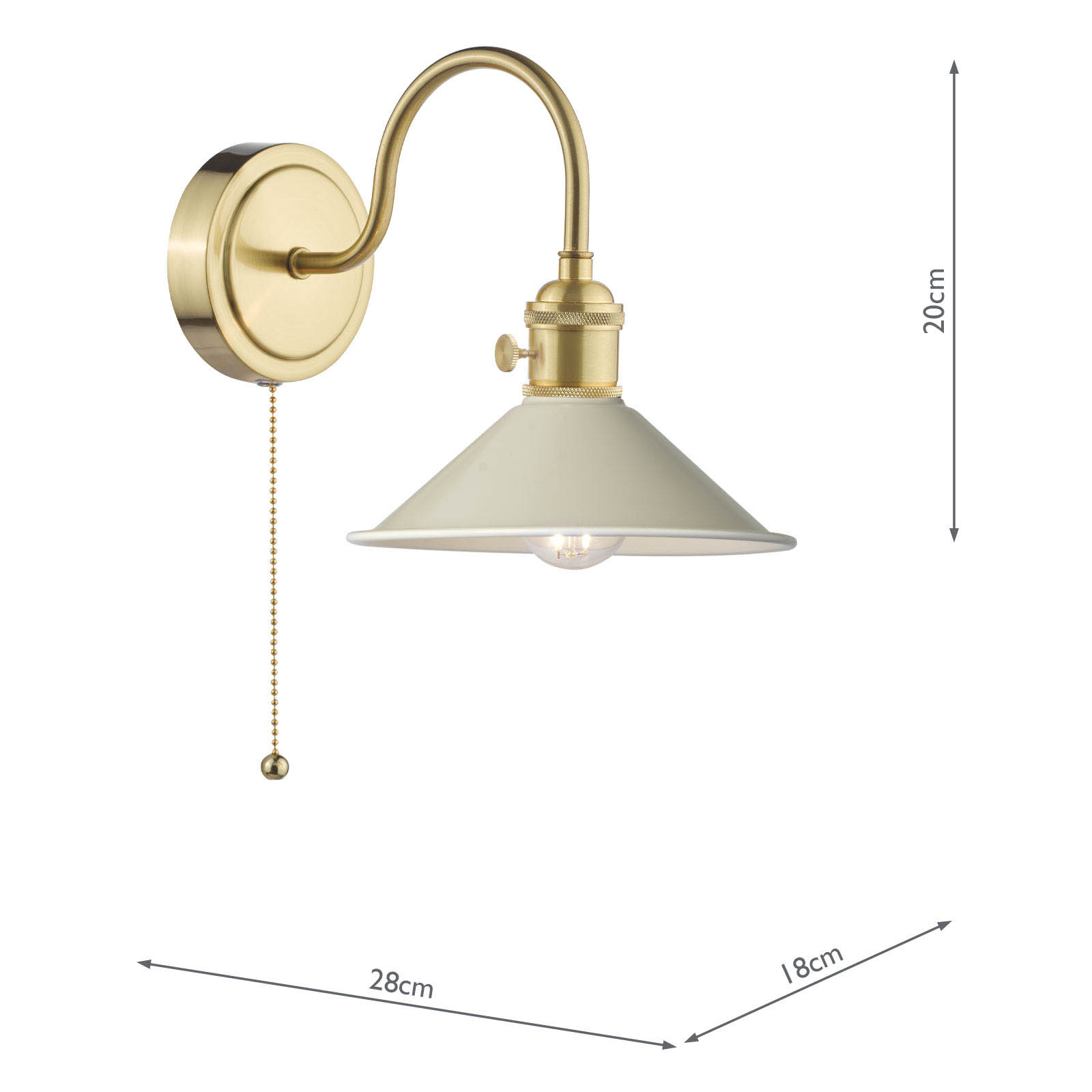 Hadano Wall Light Natural Brass and Matt Cashmere/Taupe Metal Shade 18cm