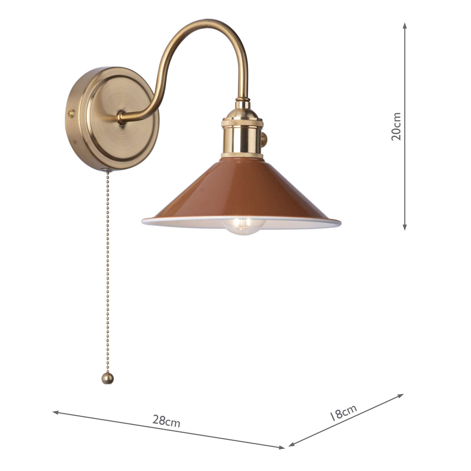 Hadano Wall Light Natural Brass With Umber Shade