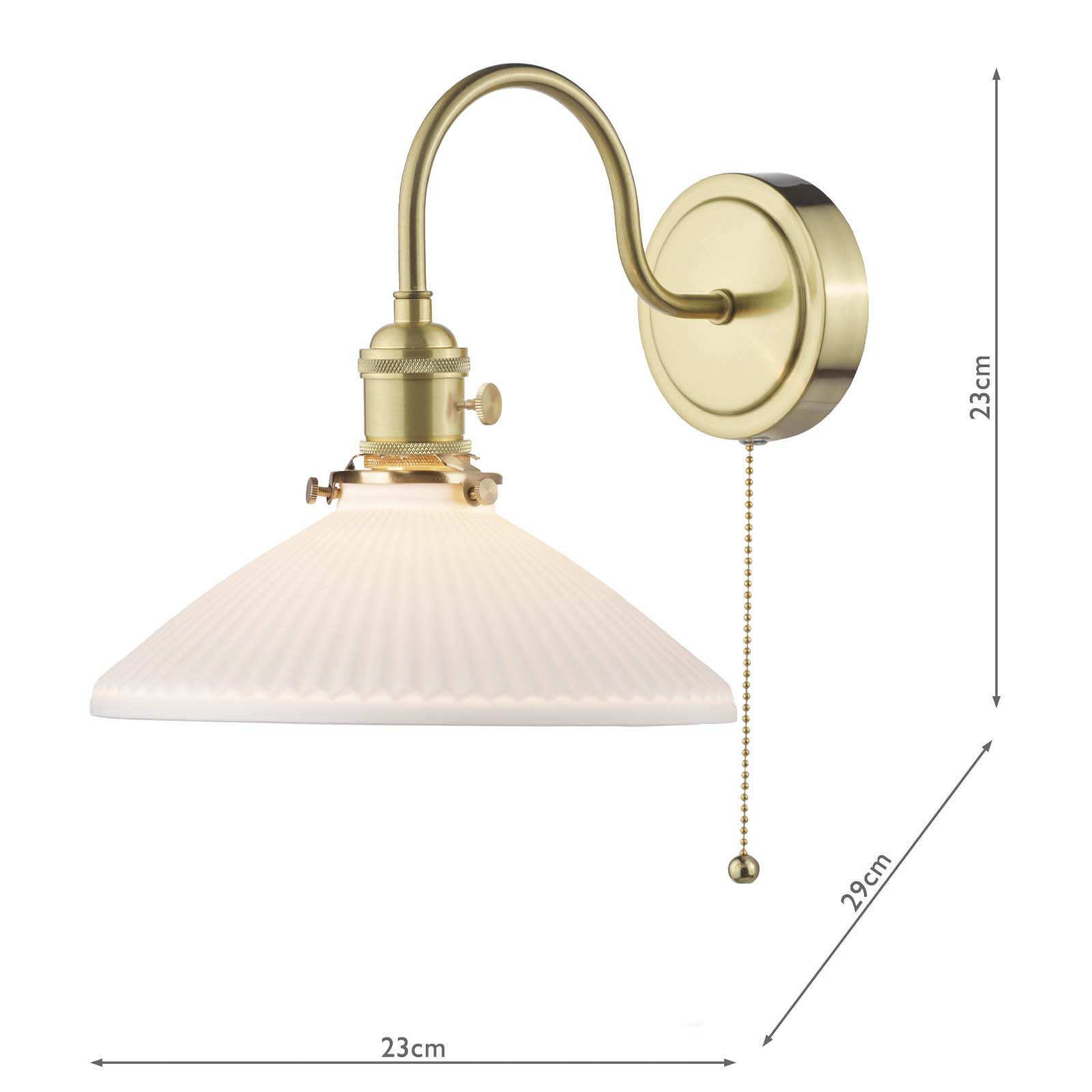 Hadano Wall Light Natural Brass and White Shallow Ceramic Shade