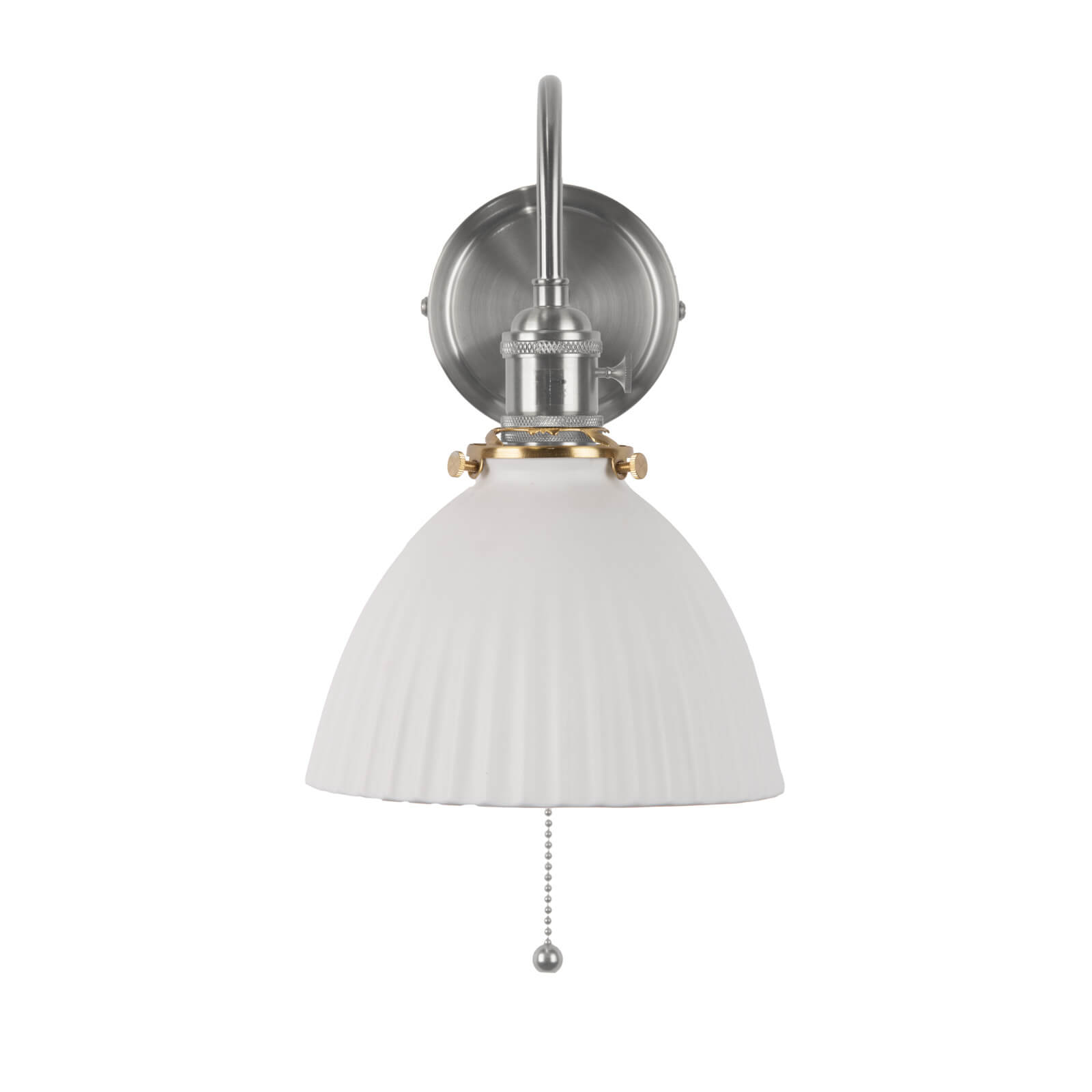 Hadano Wall Light Antique Chrome & Ceramic Domed Shade
